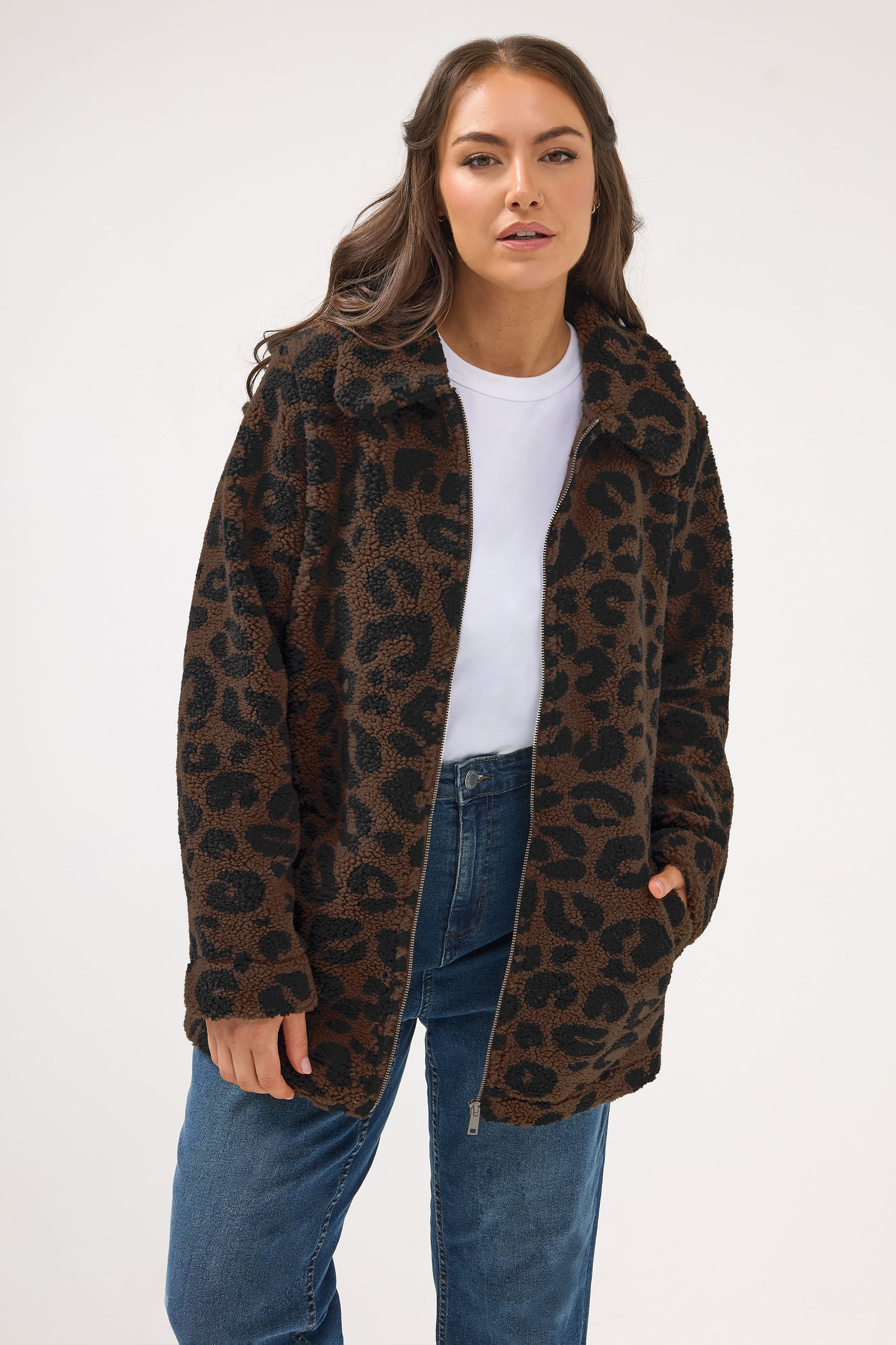 YOURS Plus Size Brown Leopard Print Heavyweight Fleece | Yours Clothing 3