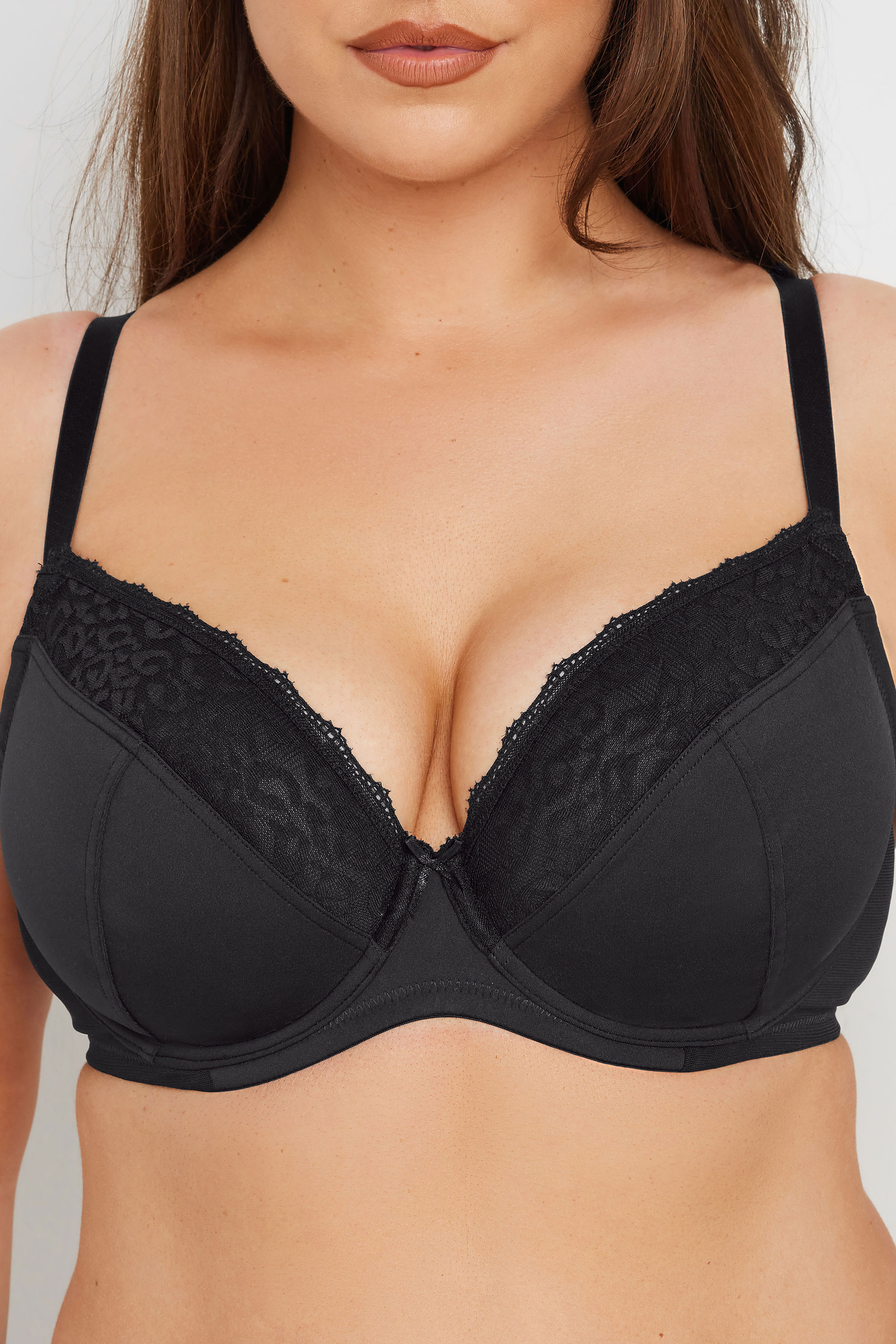 YOURSET 3 PACK Plus Size Black & Pink Animal Mesh Underwired Bras | Yours Clothing 8