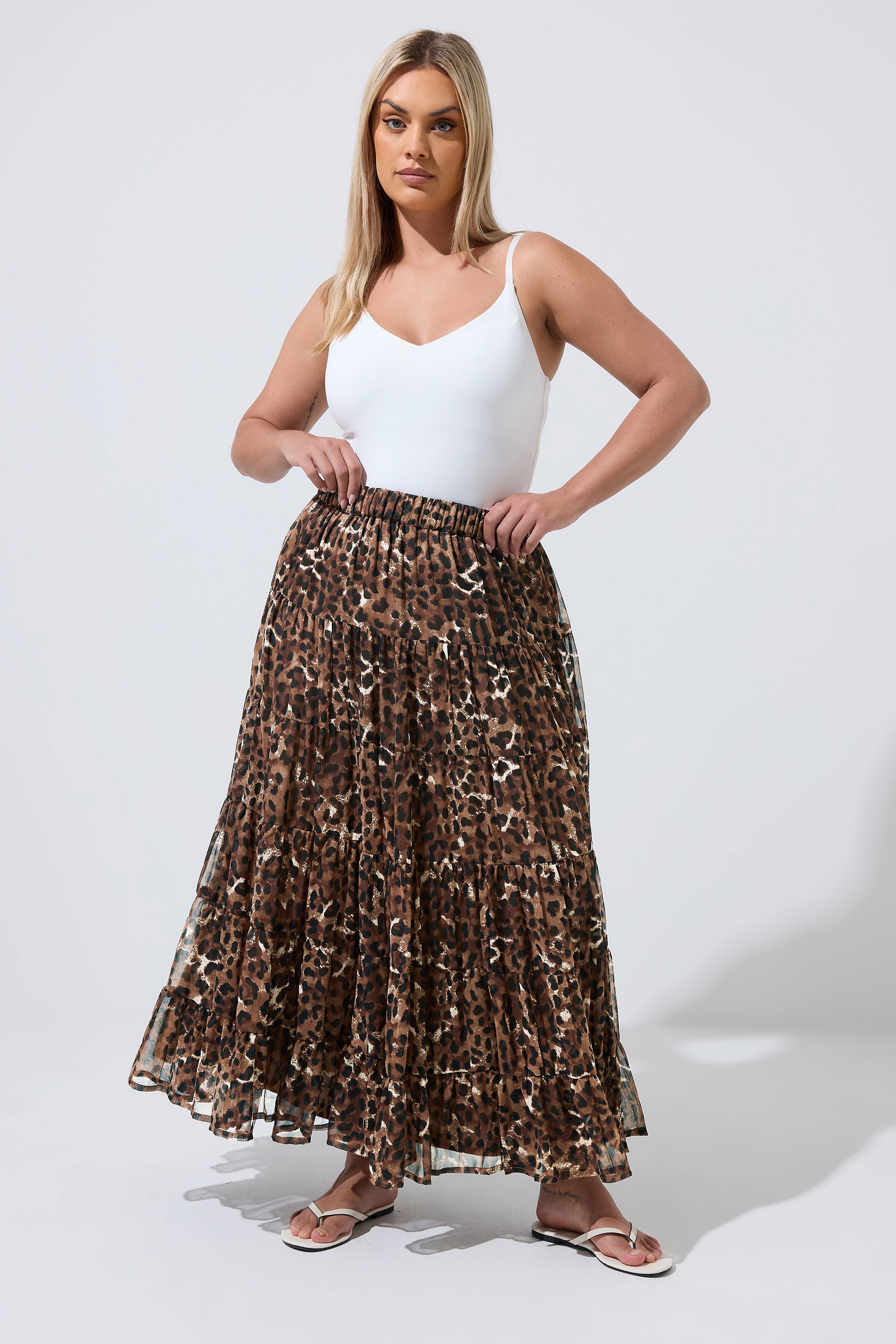 LIMITED COLLECTION Plus Size Brown Leopard Print Skirt | Yours Clothing 3