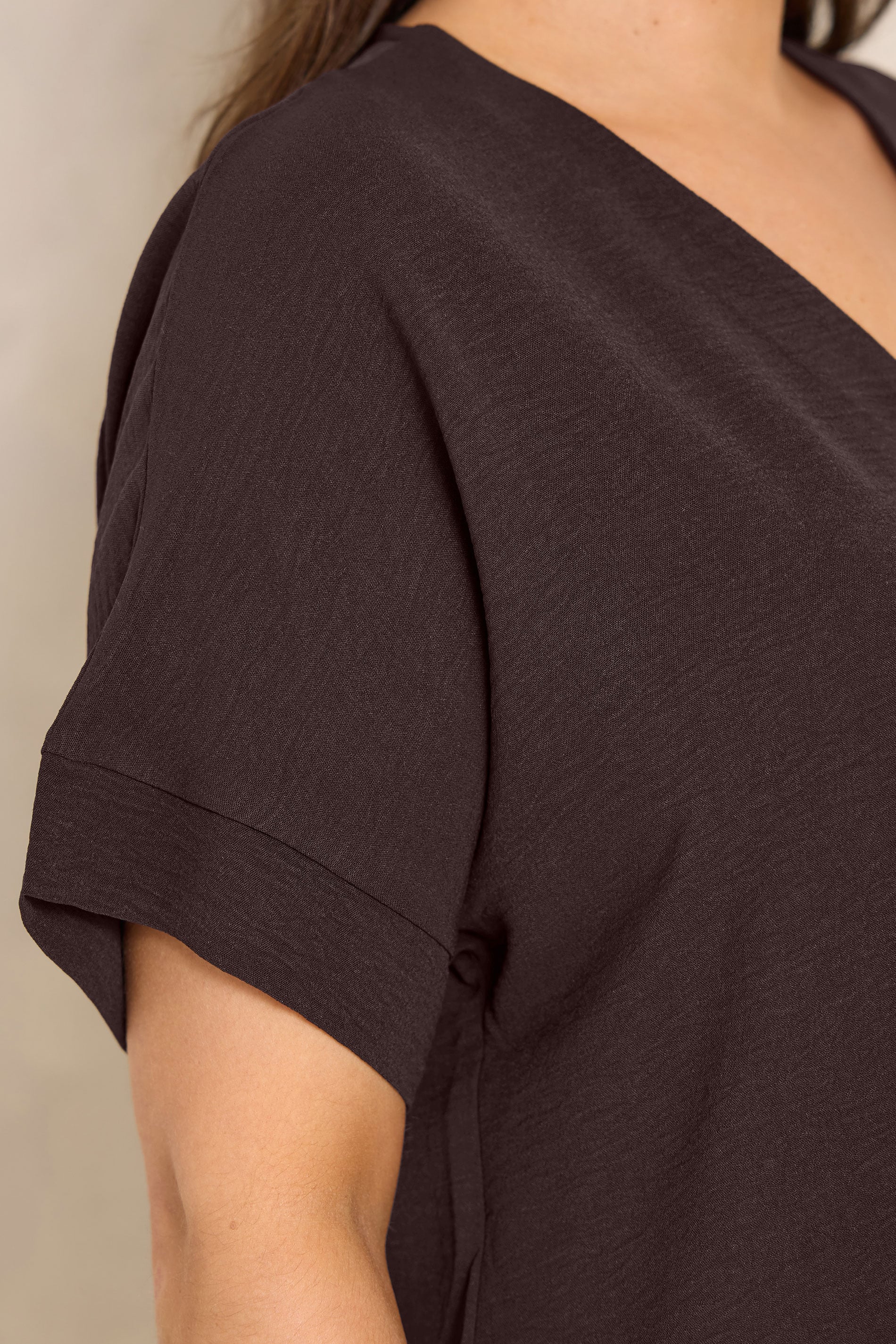 EVANS Plus Size Chocolate Brown Front Pleat Blouse | Evans 4