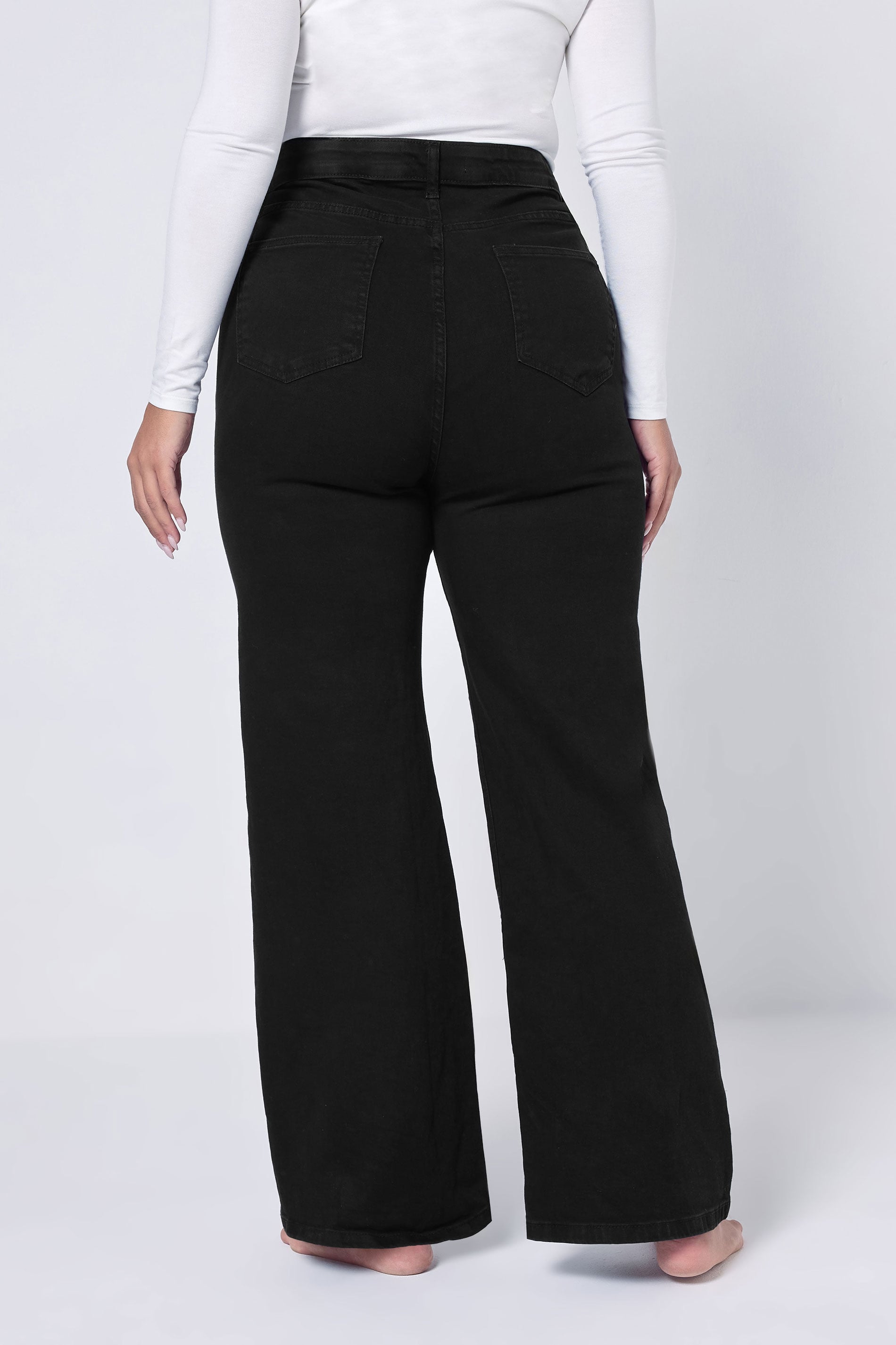 YOURS Plus Size Black Wide Leg Denim Jeans | Yours Clothing  2