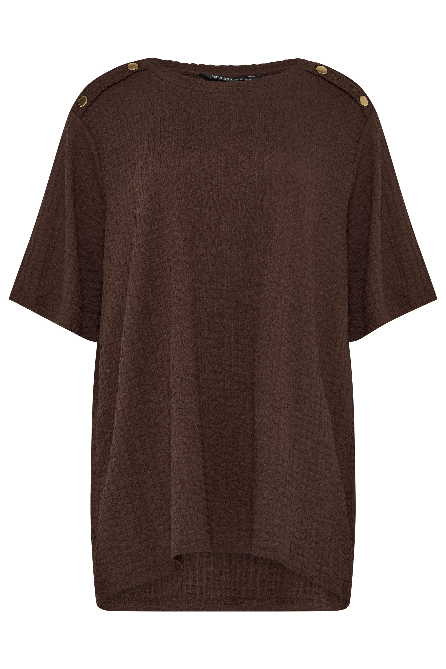 YOURS Plus Size Chocolate Brown Bubble Texture Top | Yours Clothing 5