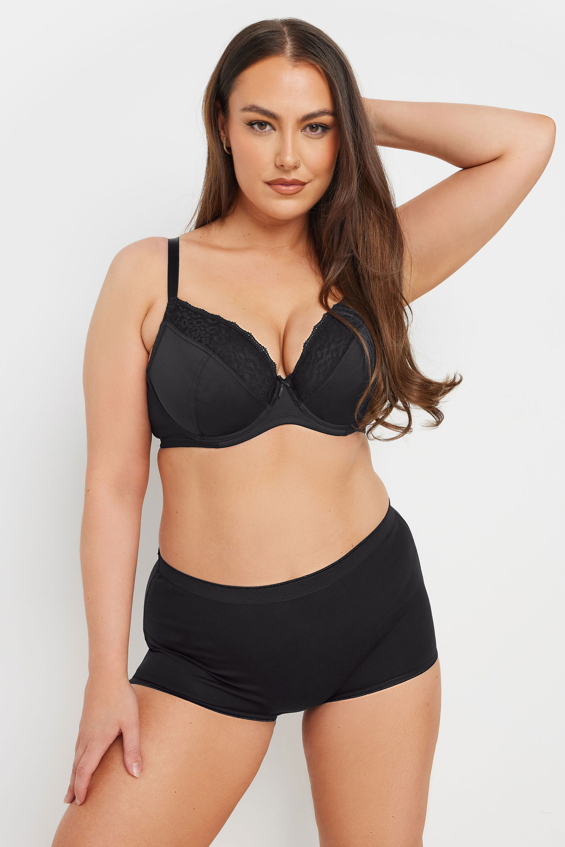 YOURSET 3 PACK Plus Size Black & Pink Animal Mesh Underwired Bras | Yours Clothing 4