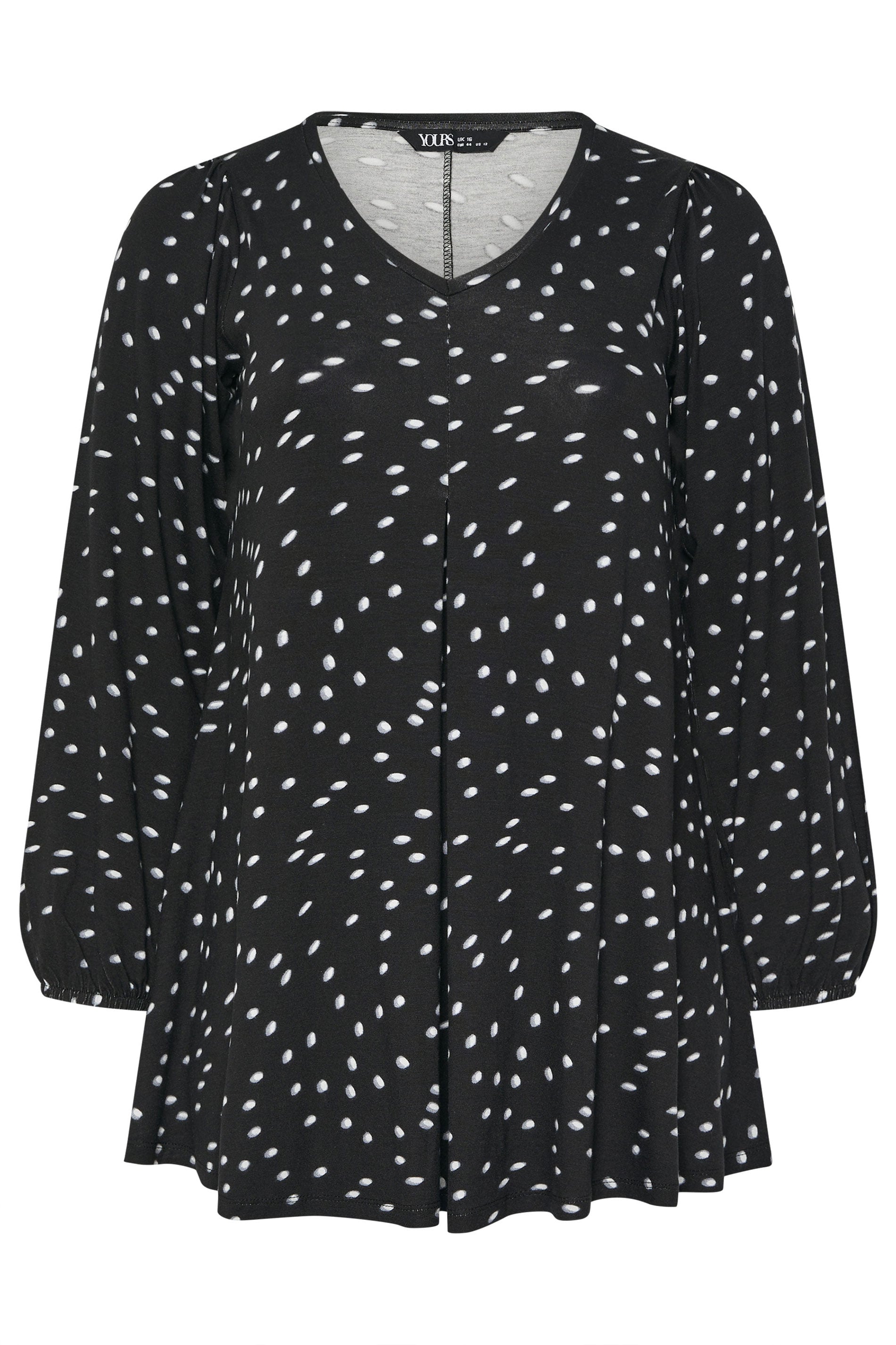 YOURS Plus Size Black Polka Dot Pleat Front Top | Yours Clothing 5