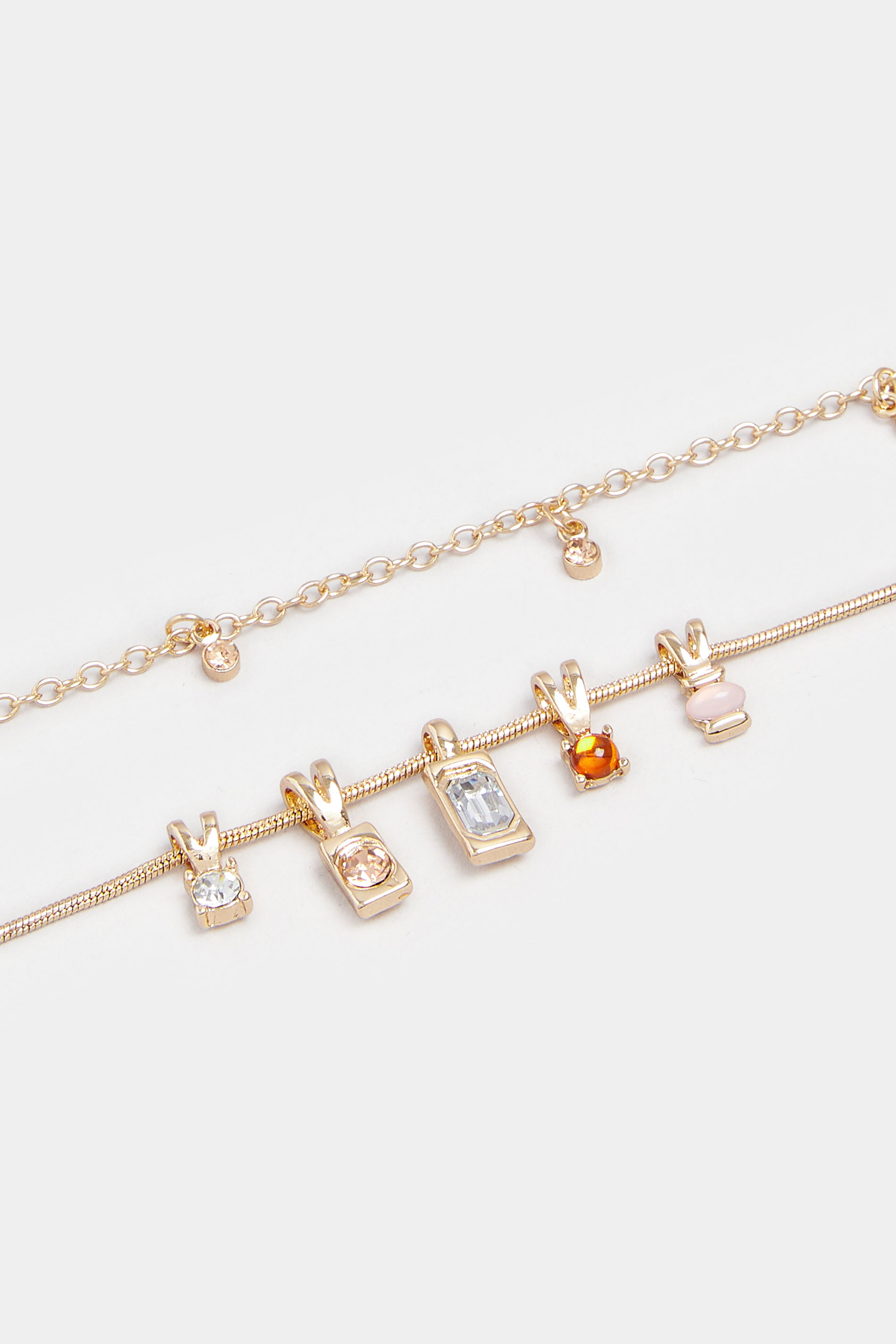 Gold Tone Double Layer Charm Necklace | Yours Clothing 2