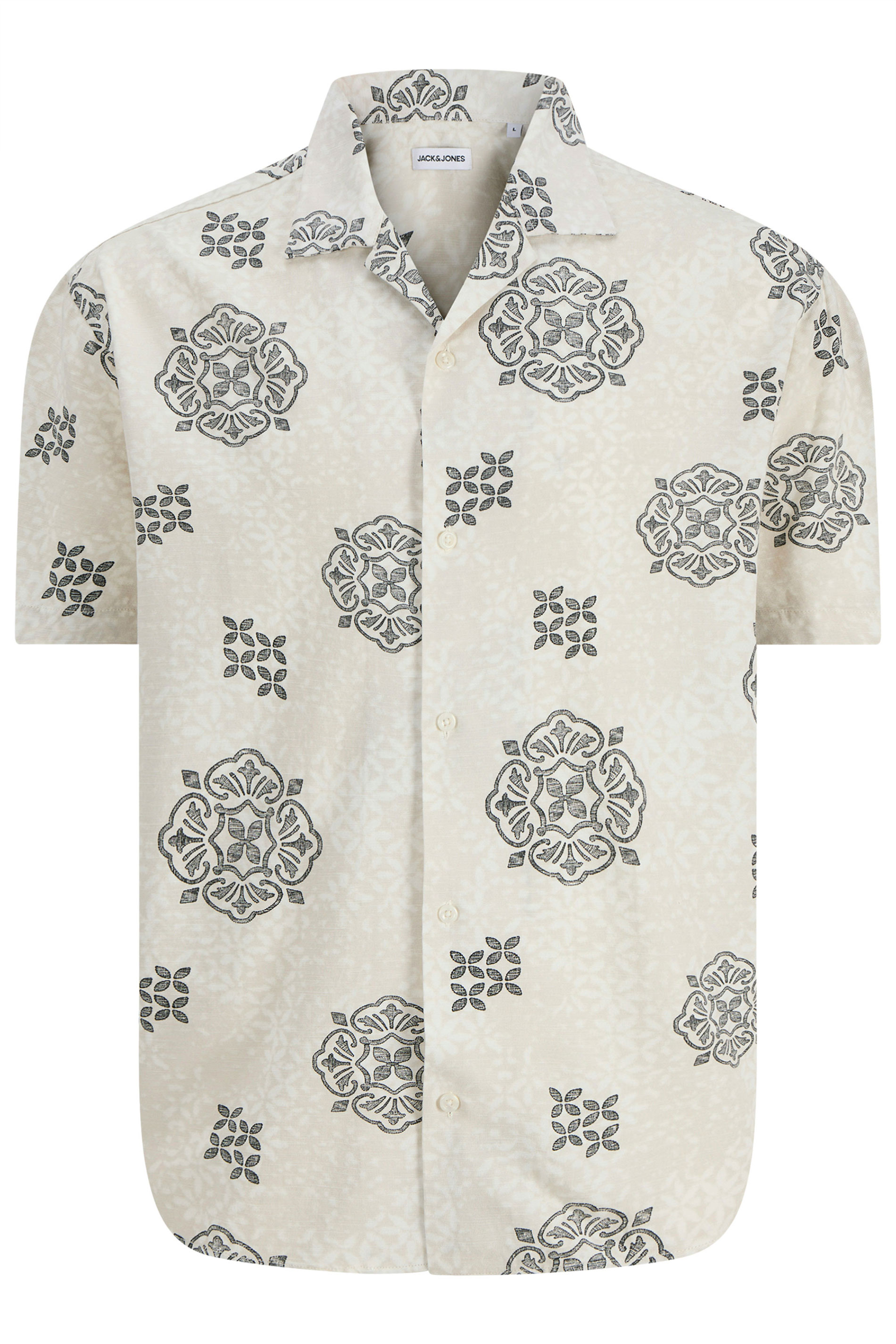 JACK & JONES Big & Tall Natural Abstract Print Short Sleeve Shirt | BadRhino 2