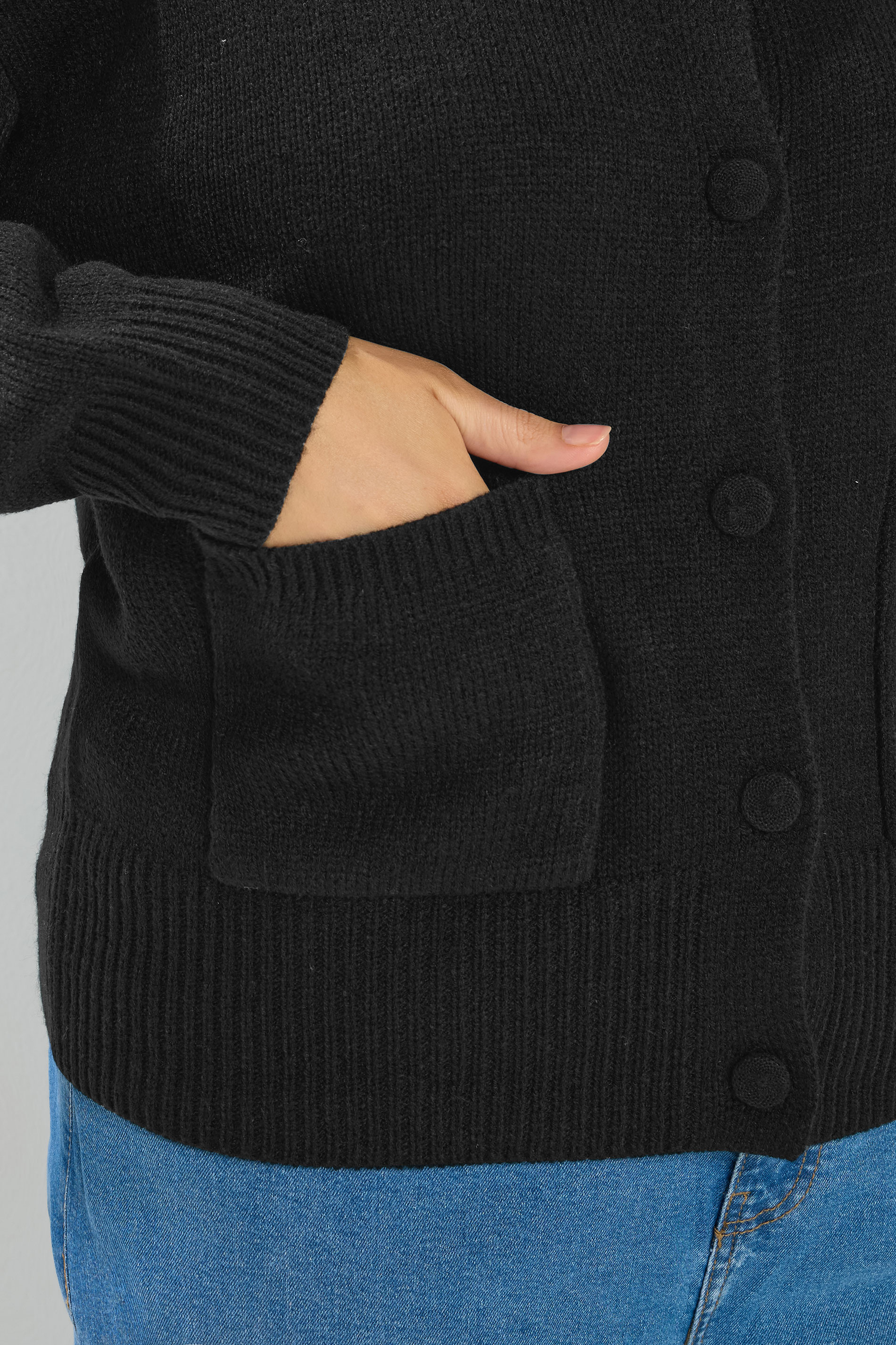 YOURS Plus Size Black Button Through Knitted Cardigan | Yours Clothing 4
