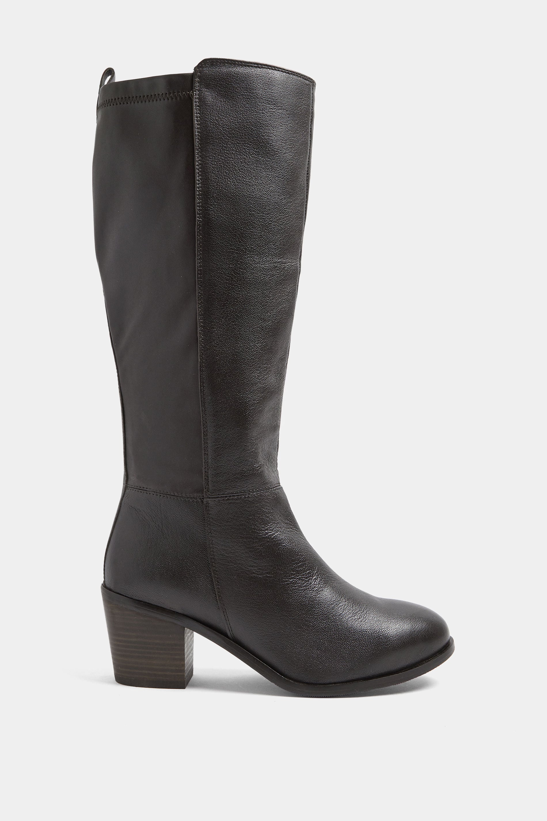 Dark Brown Real Leather Knee High Boots In Wide E Fit | Yours Clothing 2