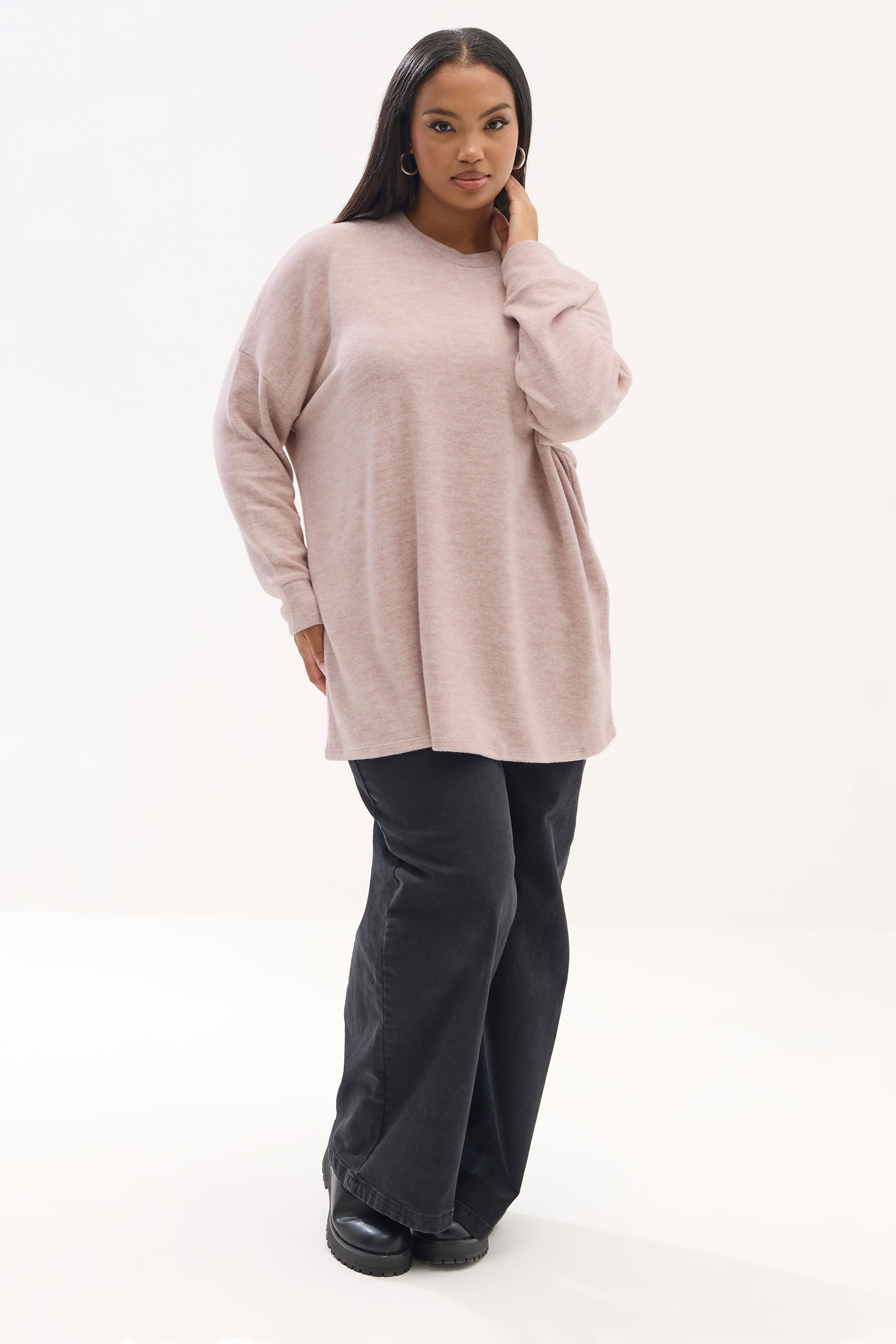 YOURS Plus Size Light Pink Soft Touch Jumper | Yours Clothing 1