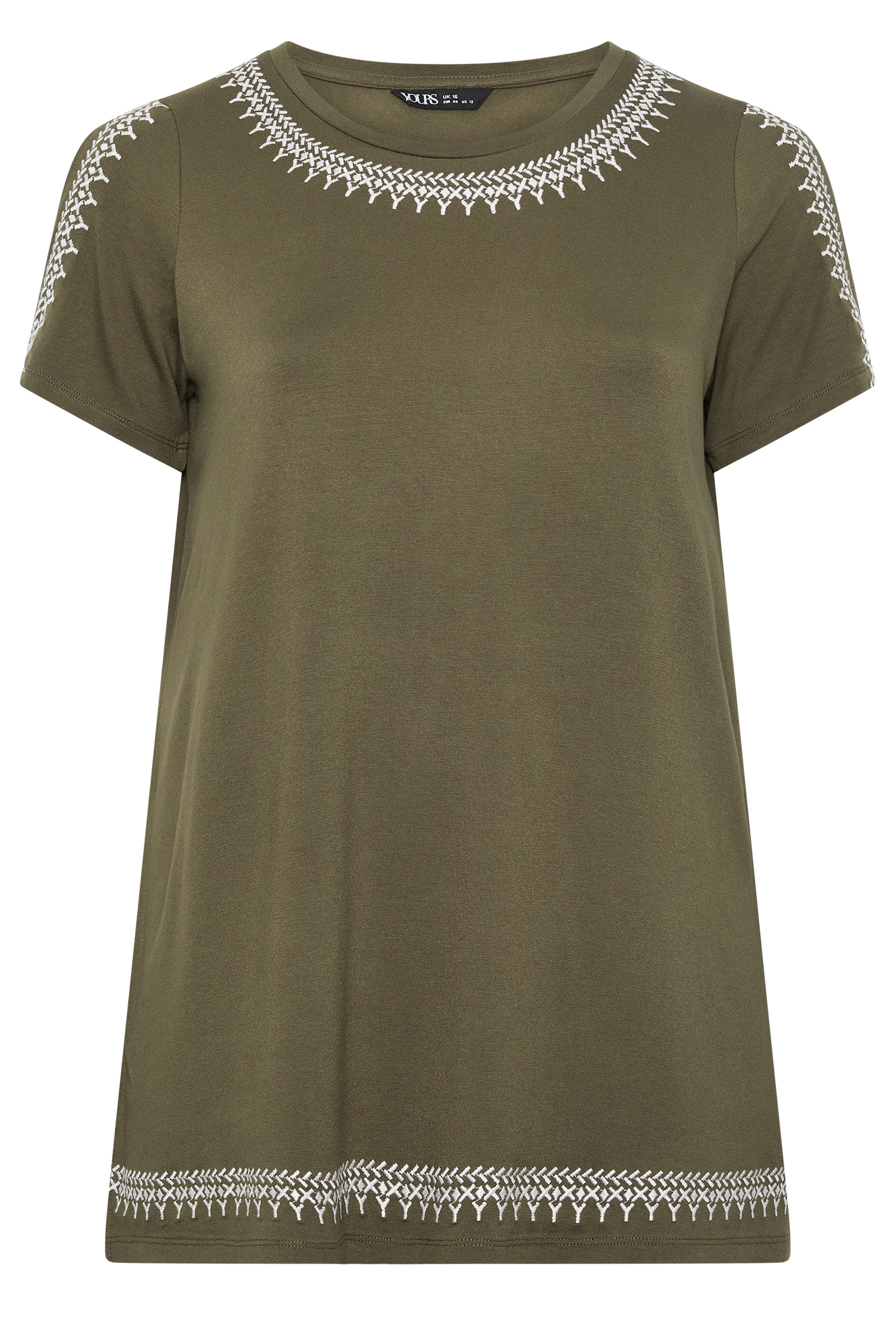 YOURS Plus Size Green Embroidered T-Shirt | Yours Clothing 5