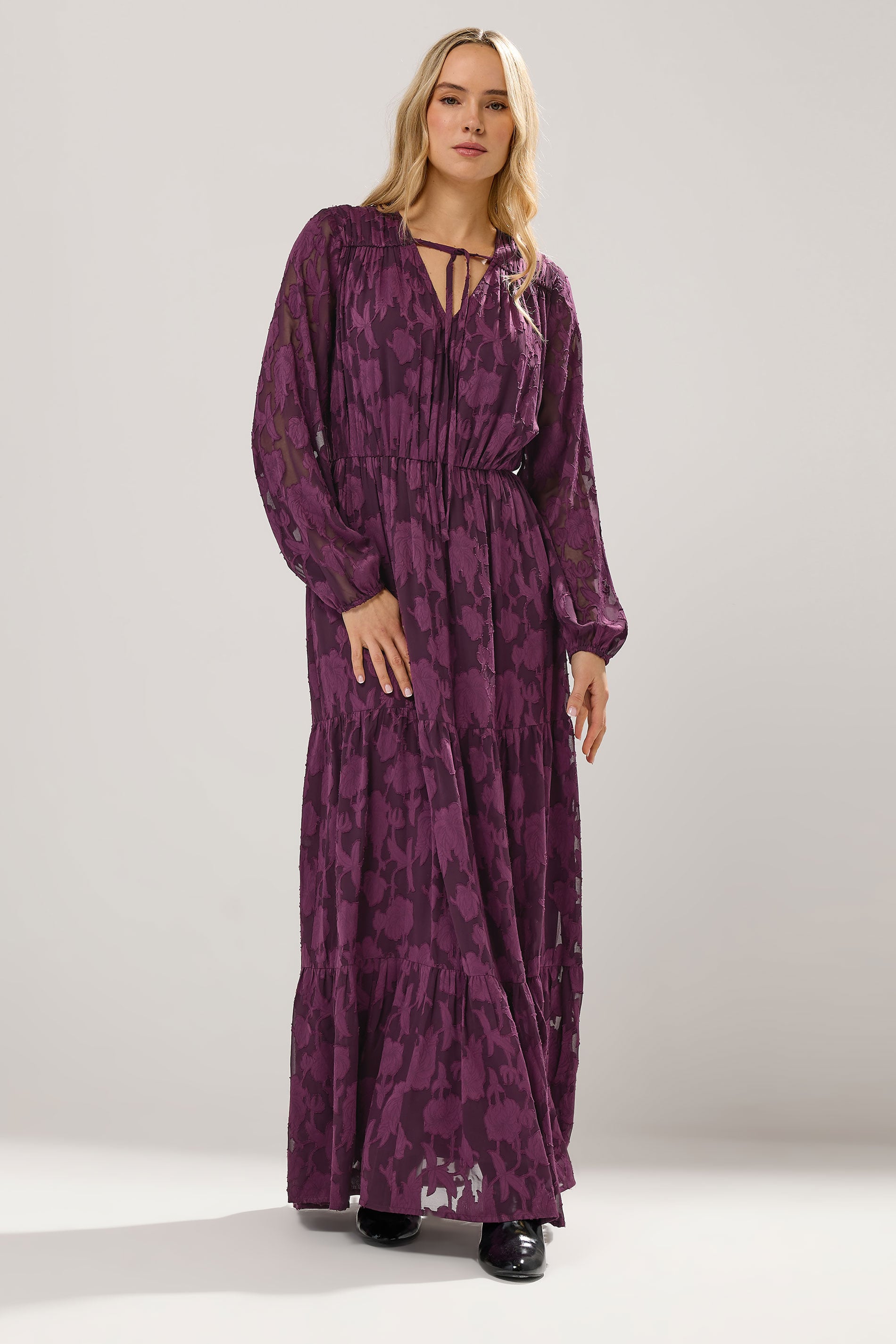 LTS Tall Purple Jacquard Boho Maxi Dress | Long Tall Sally 3