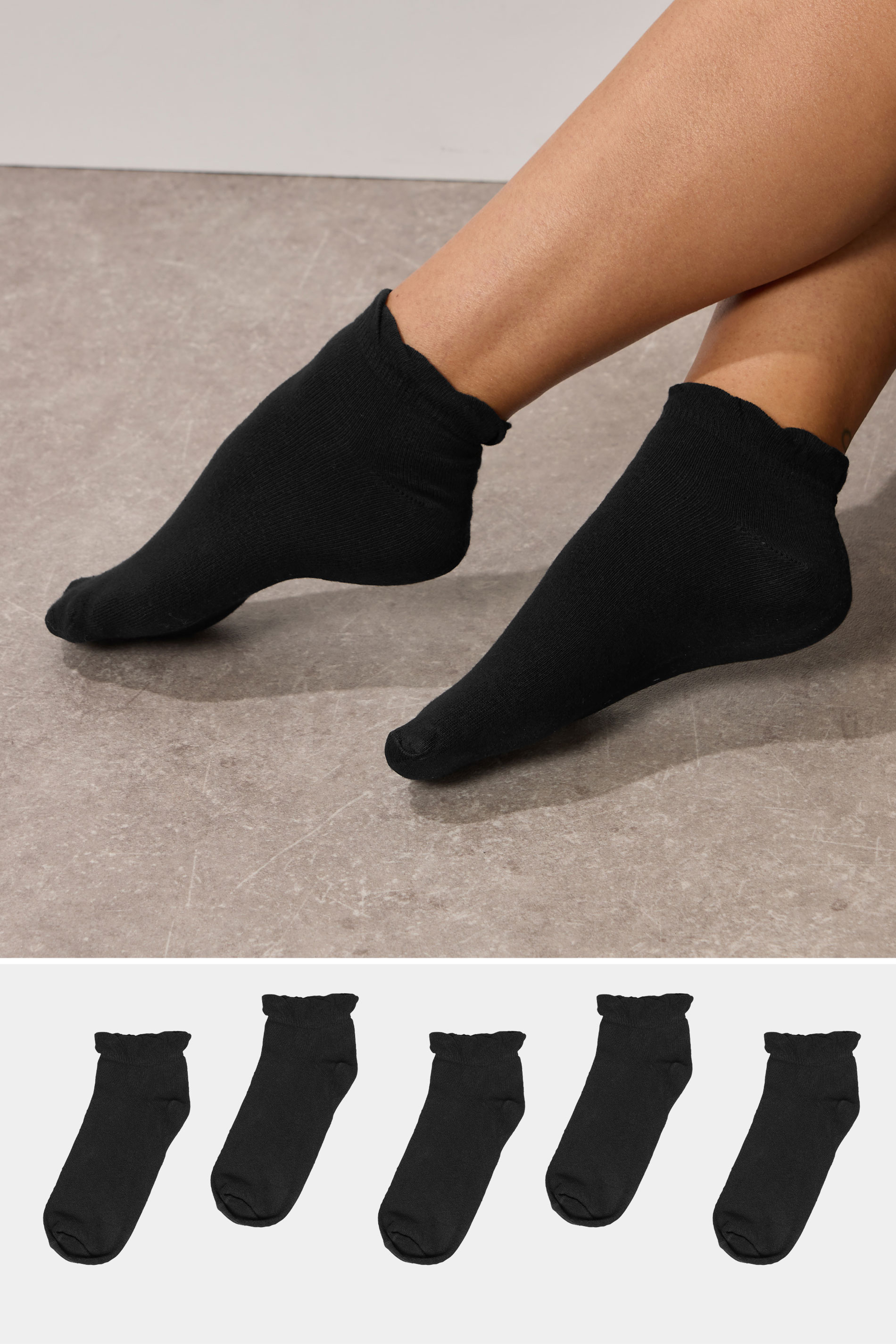 YOURSET 5 PACK Plus Size Black Trainer Liner Socks | Yours Clothing 1