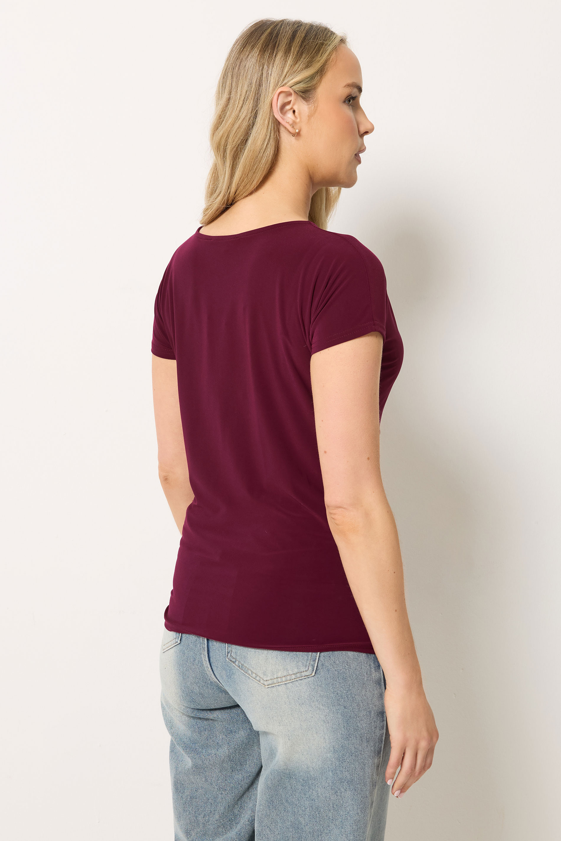 LTS Tall Women's Wine Red Tie Detail Top | Long Tall Sally 2
