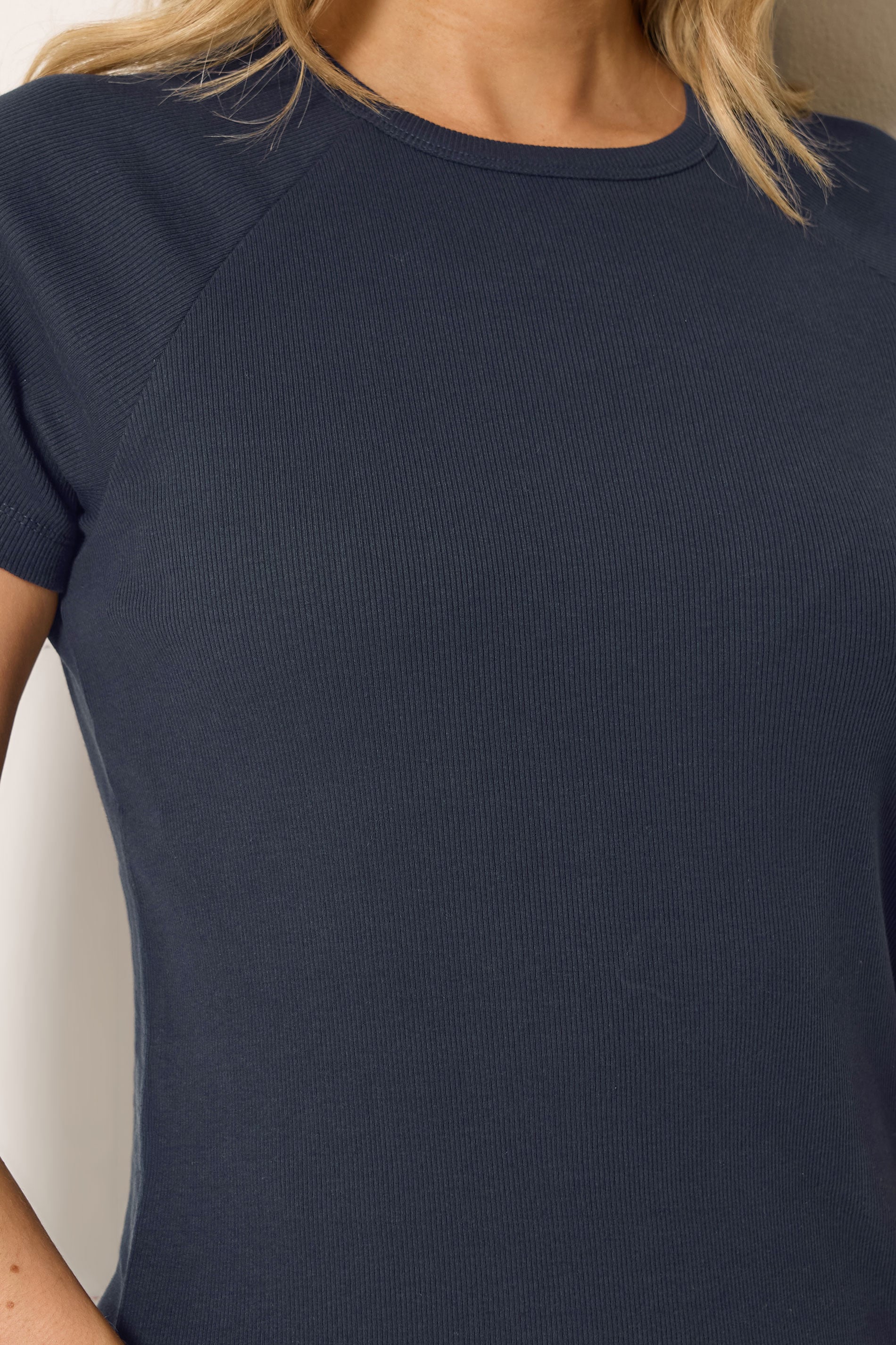 LTS Tall Women's Navy Blue Ribbed T-Shirt | Long Tall Sally 4