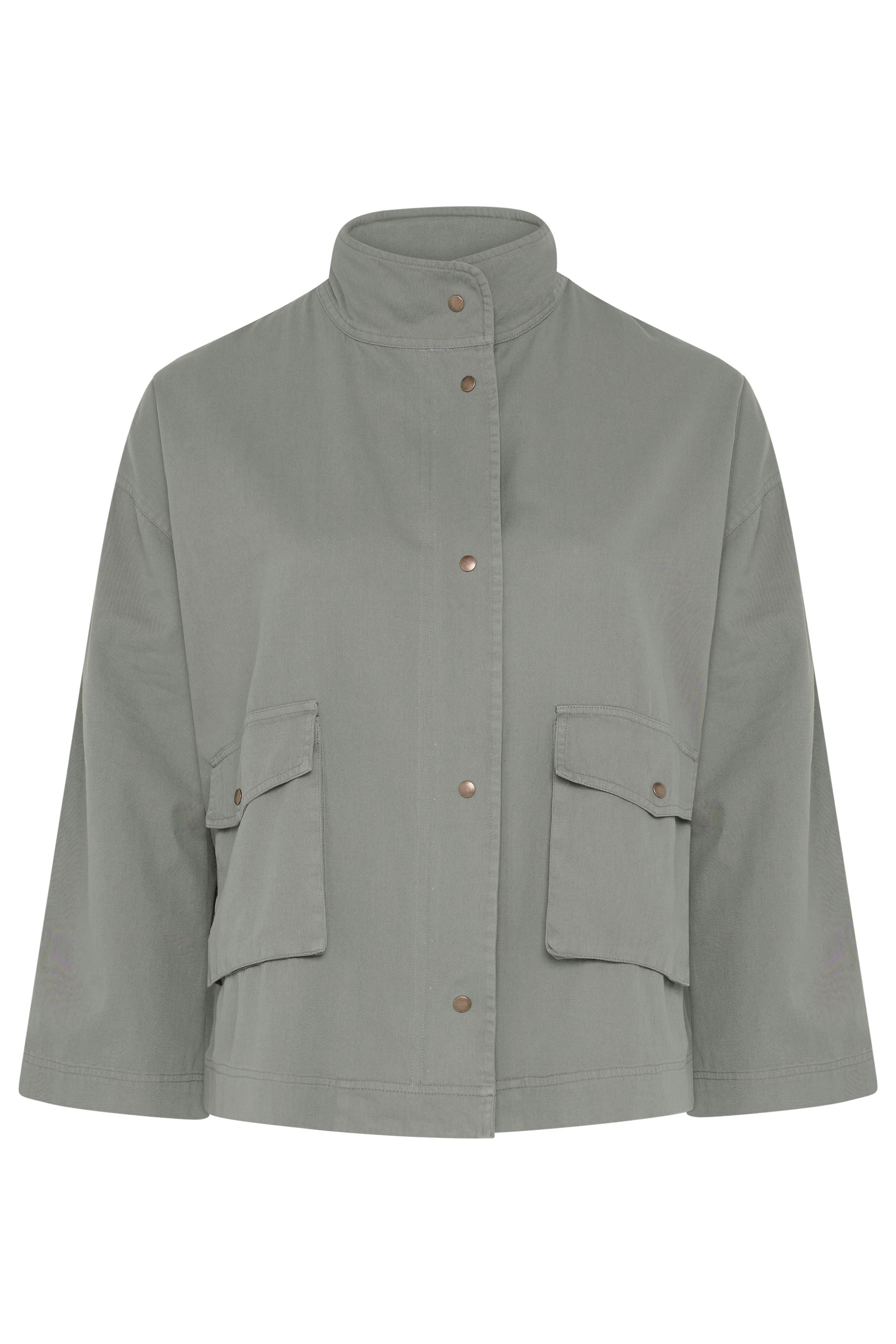 LIMITED COLLECTION Plus Size Stone Grey Funnel Neck Shacket | Yours Clothing 6
