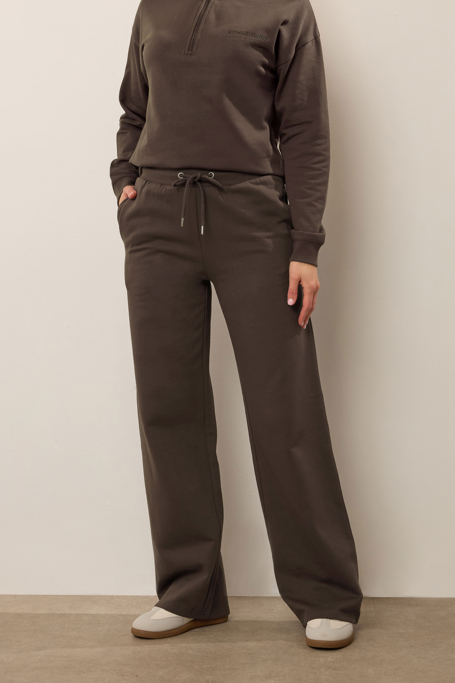 LTS Tall Chocolate Brown Wide Leg Joggers | Long Tall Sally 2