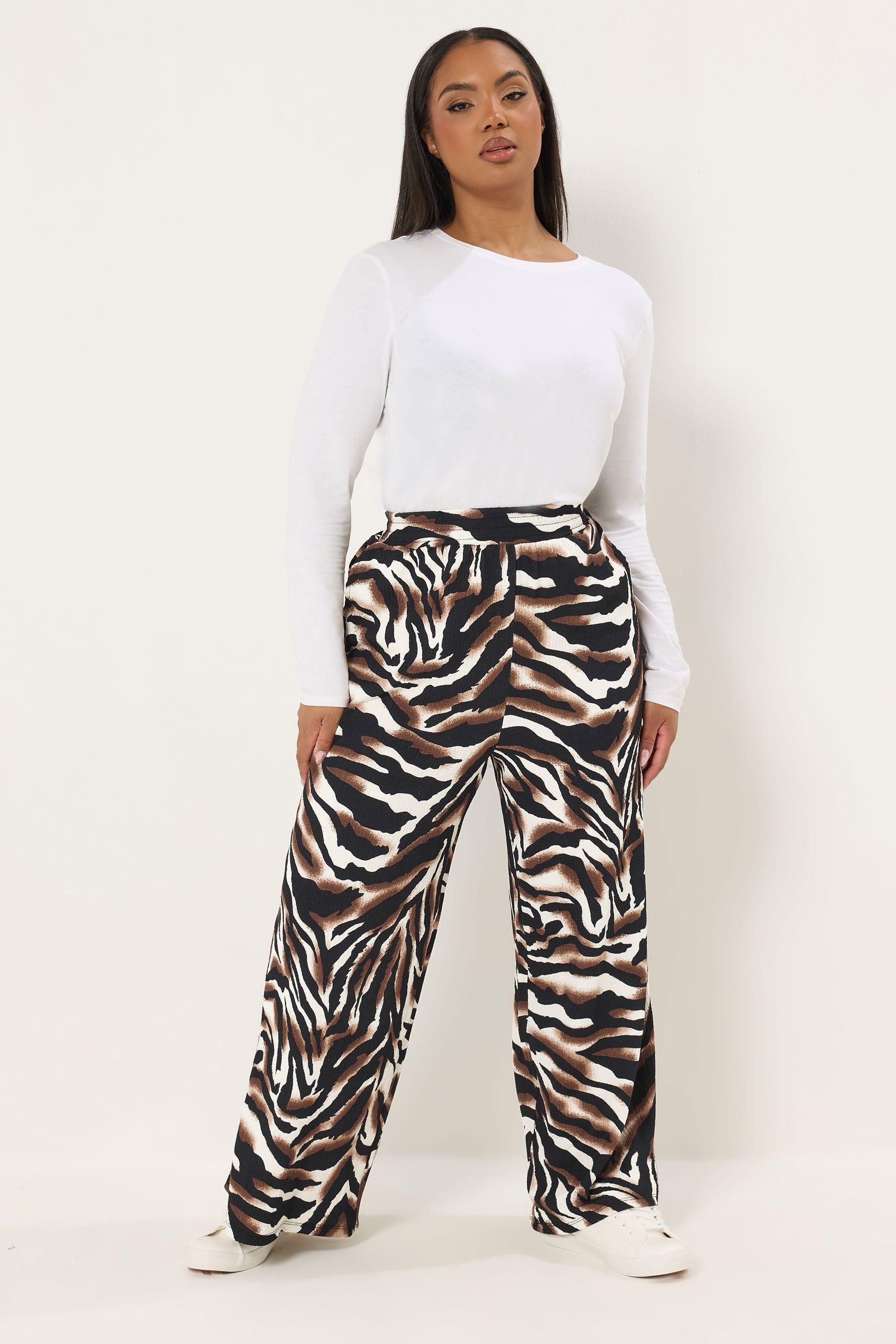 YOURS Plus Size Black Animal Print Trousers | Yours Clothing 1