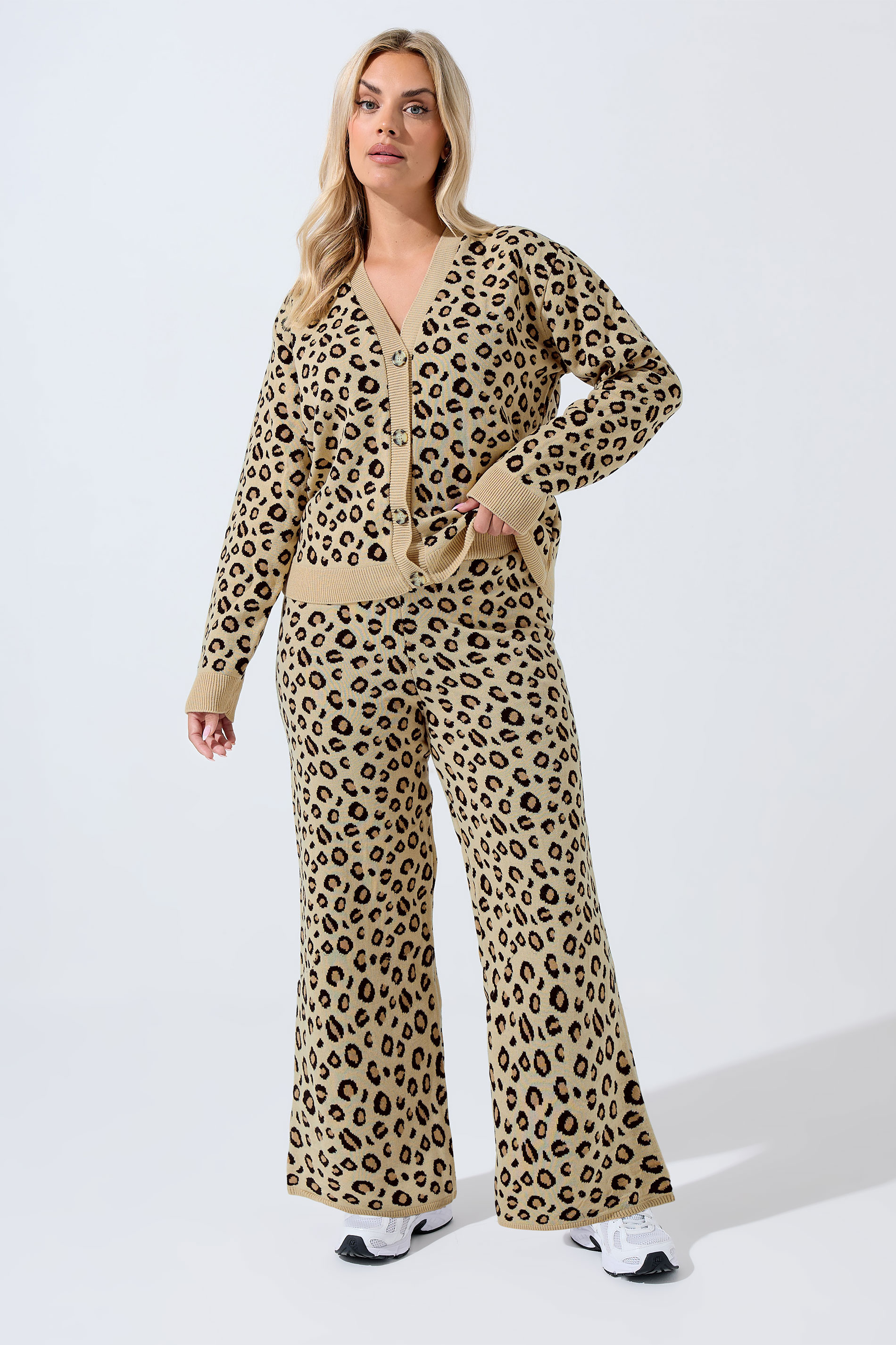 LIMITED COLLECTION Plus Size Natural Brown Leopard Print Wide Leg Trousers | Yours Clothing  3