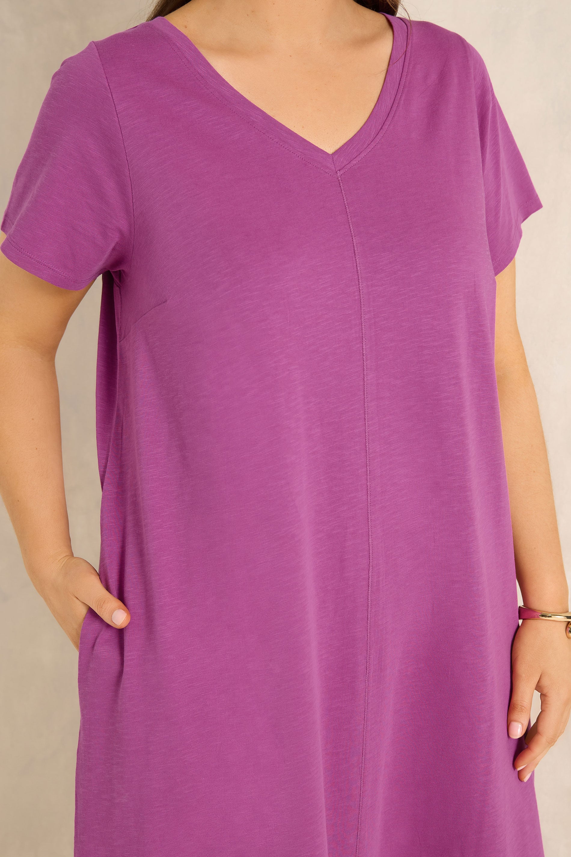 EVANS Plus Size Purple Cotton Midi Dress | Evans