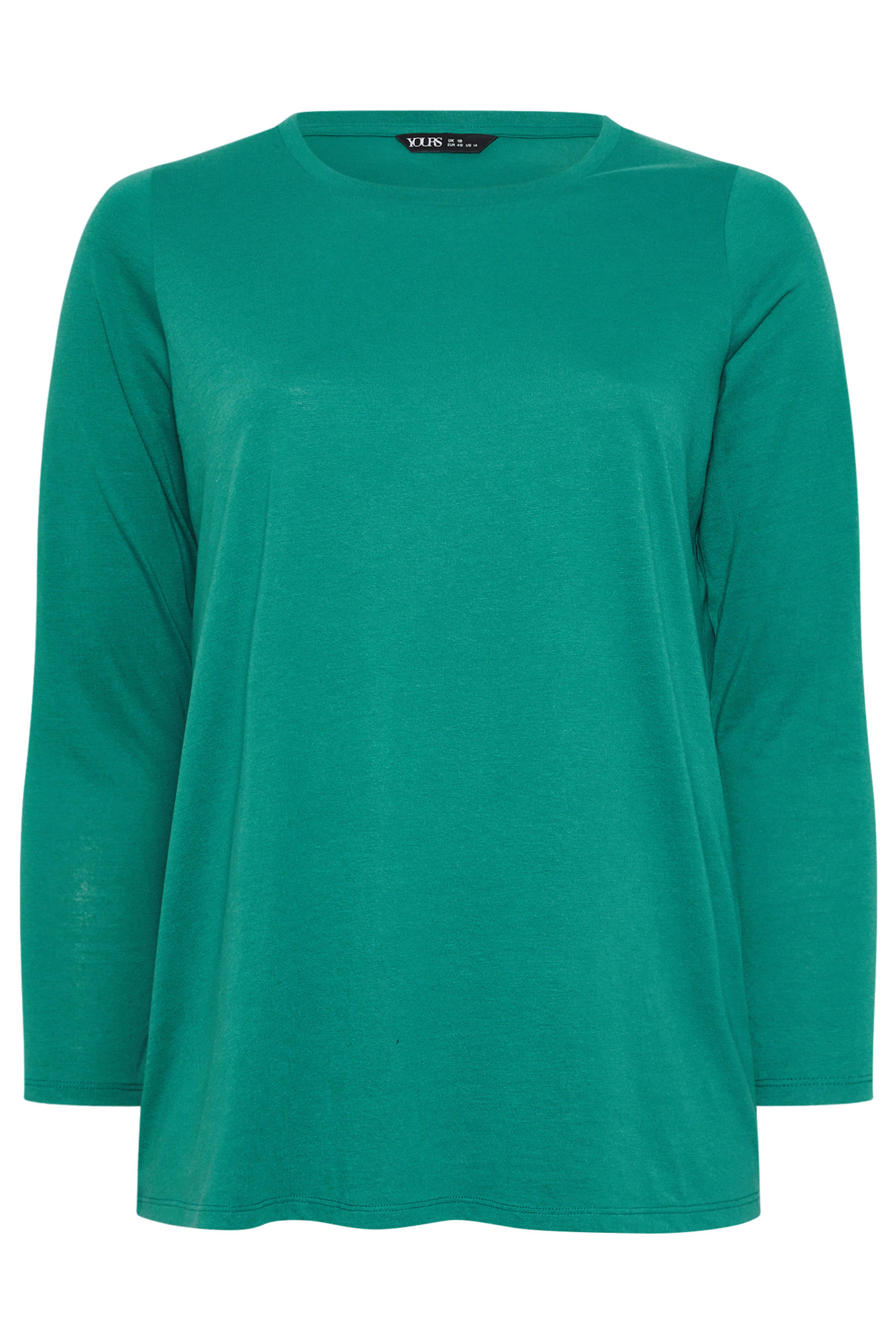 YOURS Plus Size 3 PACK Green & Blue Long Sleeve T-Shirts | Yours Clothing  11
