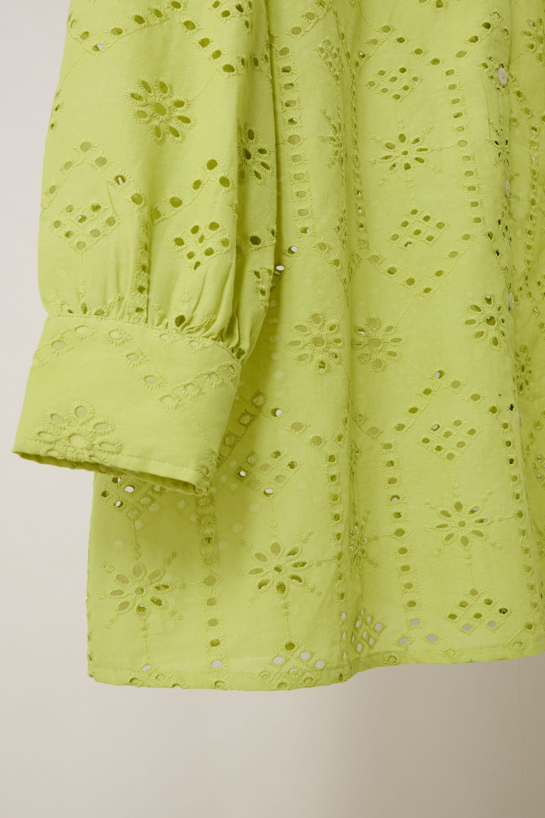 EVANS Plus Size Chartreuse Green Long Sleeve Broderie Shirt | Evans 7