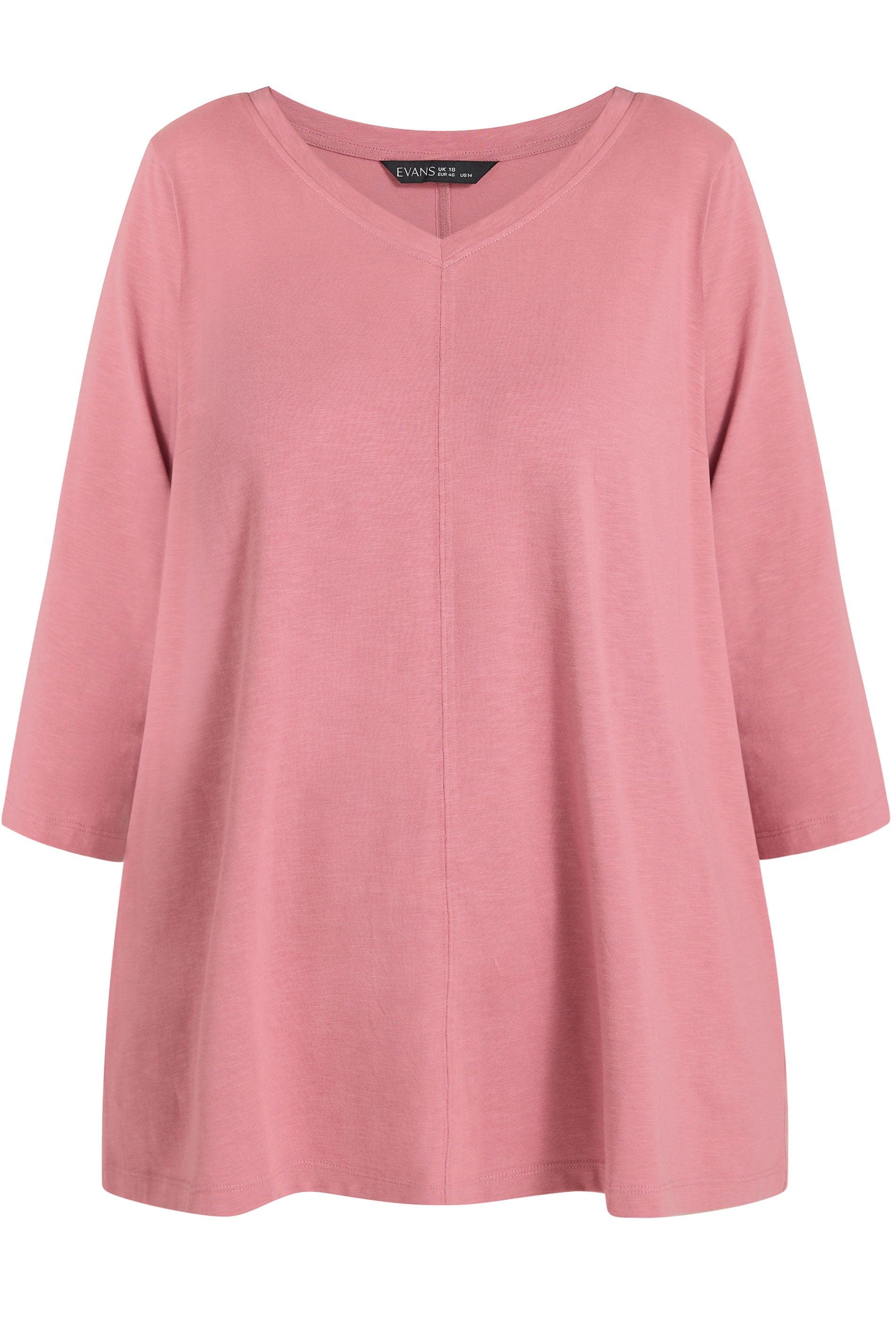 EVANS Plus Size Pink V-Neck Cotton Top | Evans 5