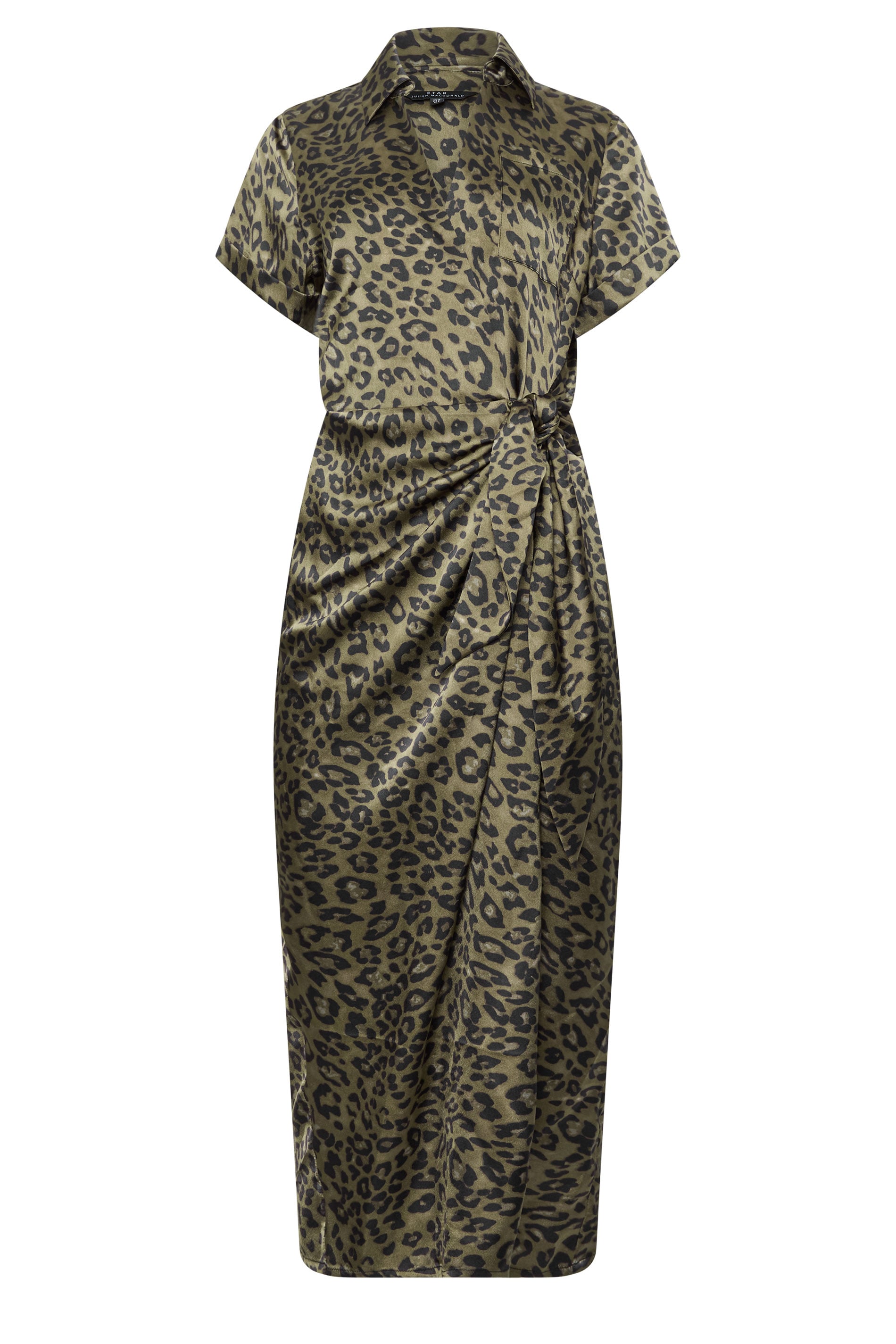 STAR Khaki Green Leopard Satin Maxi Dress | StarByJM 1