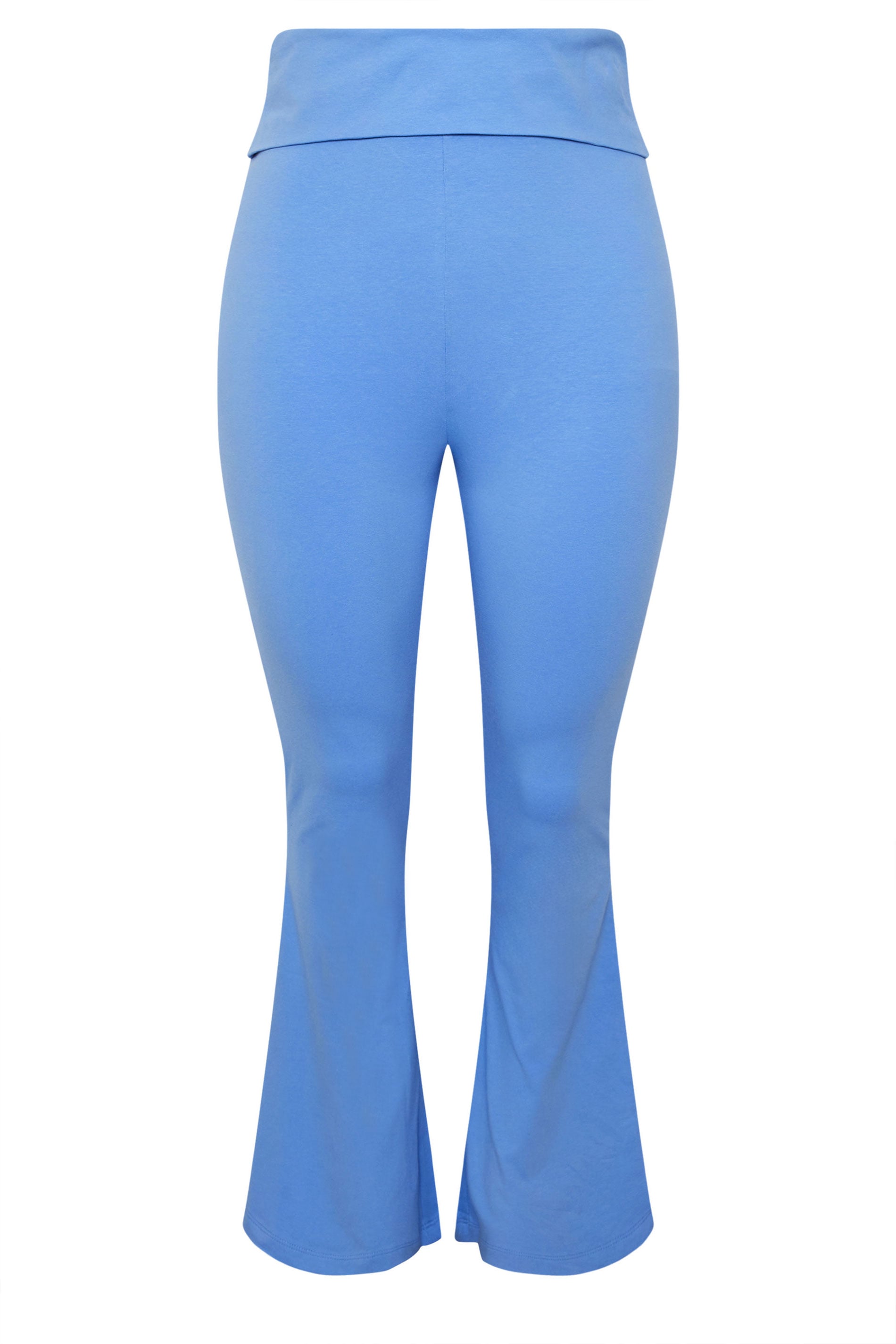 LIMITED COLLECTION Plus Size Blue Fold Over Kick Flare Leggings | Yours Clothing 5