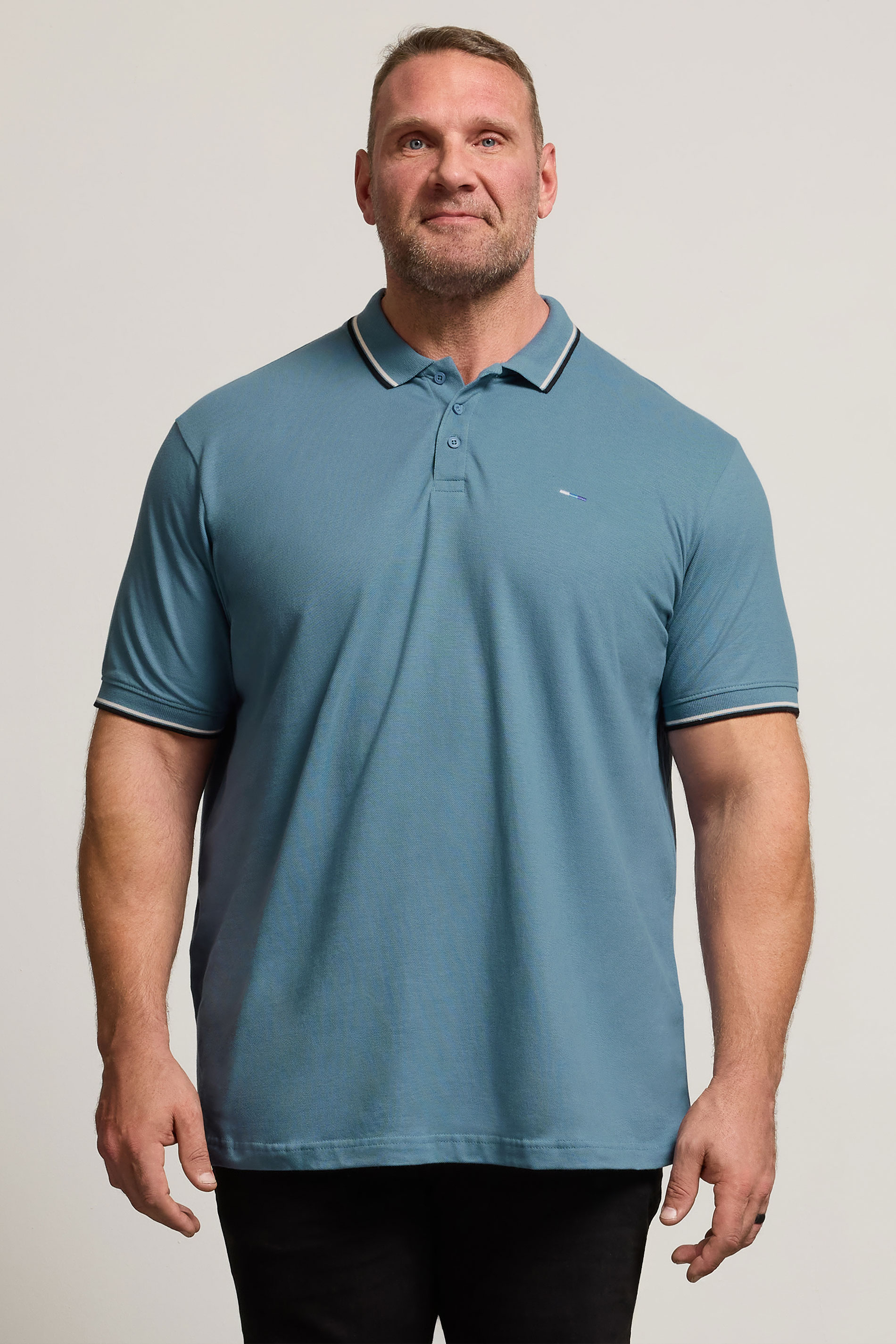 BadRhino Big & Tall Blue Tipped Polo Shirt | BadRhino 3