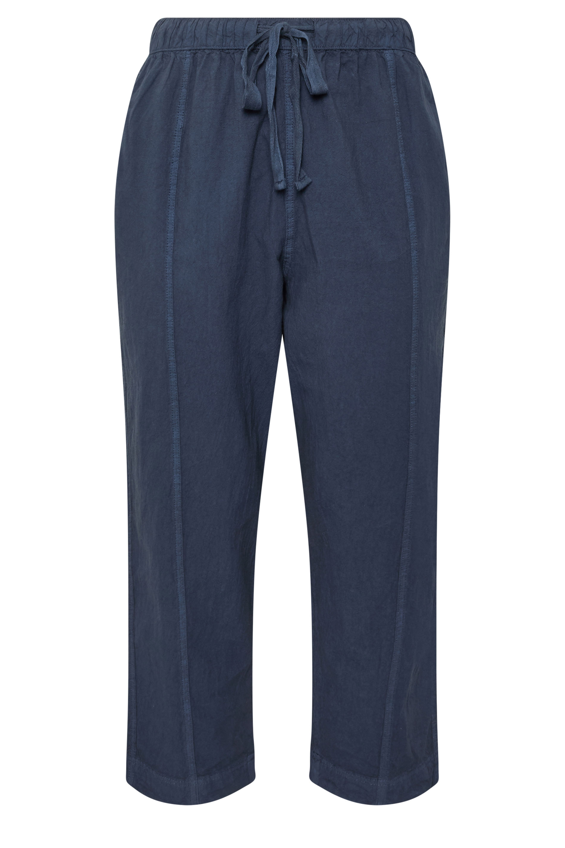 YOURS Plus Size Navy Blue Cool Cotton Barrel Trousers | yours Clothing 5