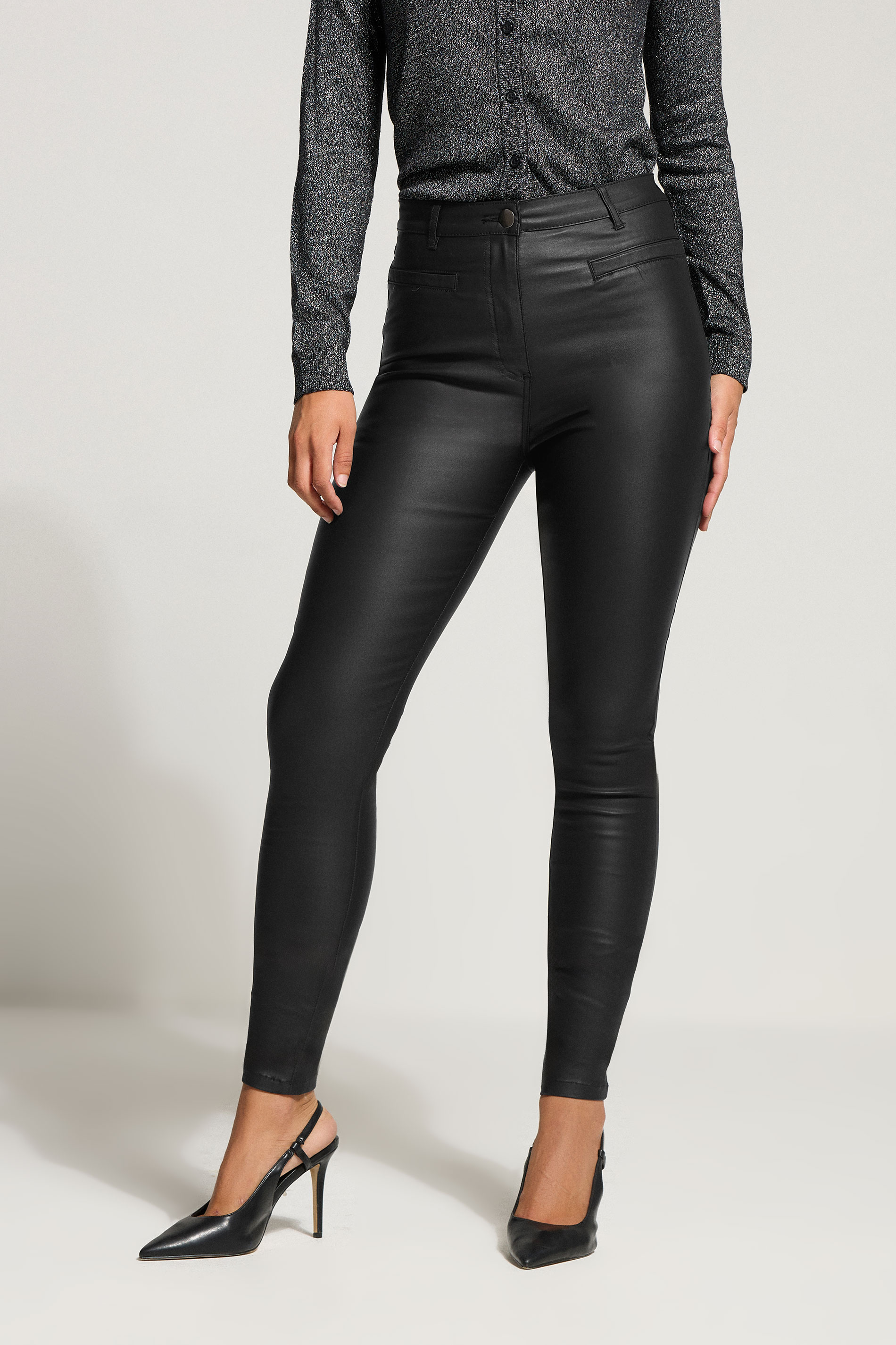 LTS Tall Black Faux Leather Skinny Jeans | Long Tall Sally 1
