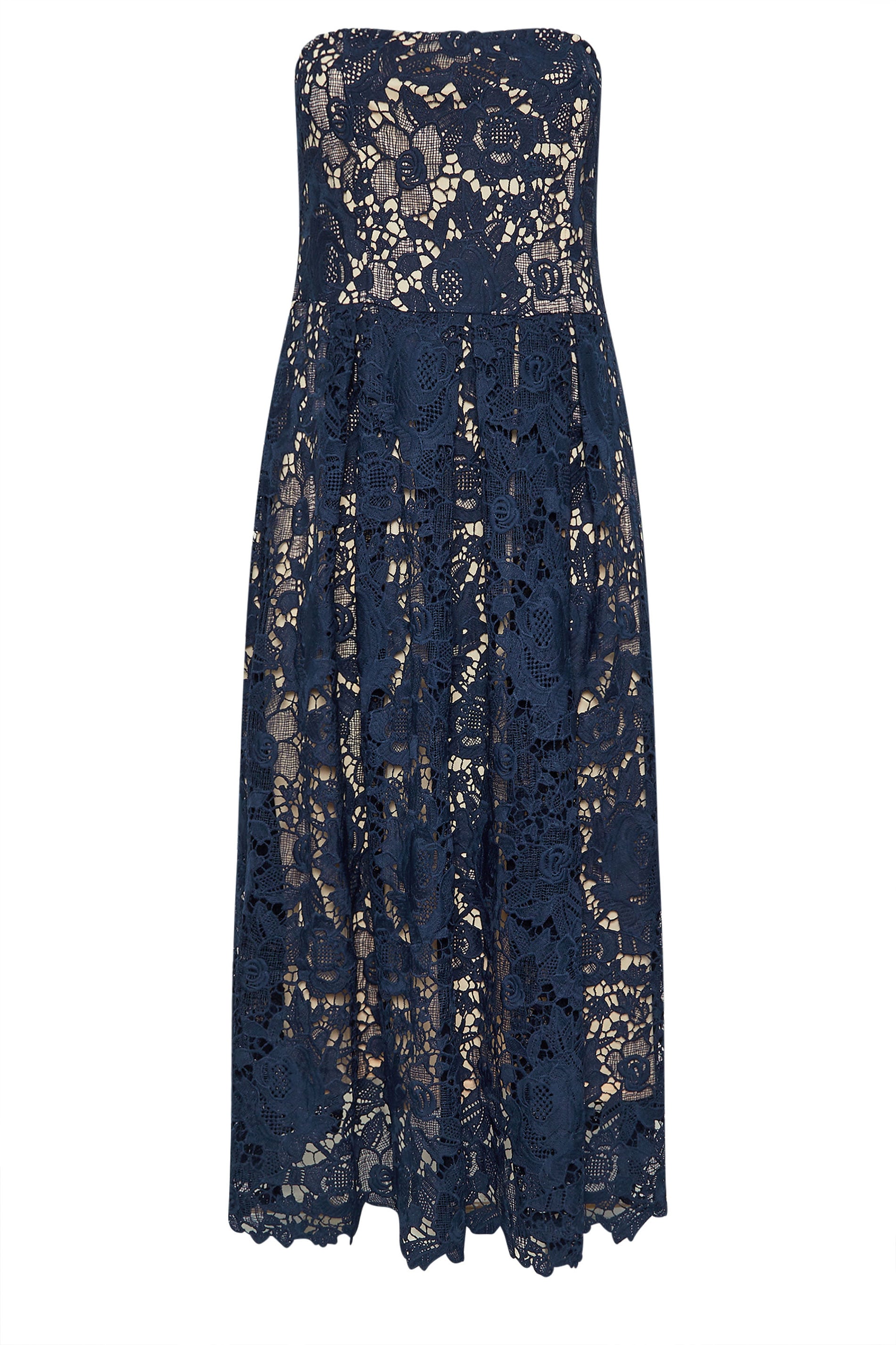 YOURS LONDON Plus Size Navy Blue Sleeveless Lace Skater Dress | Yours Clothing 6