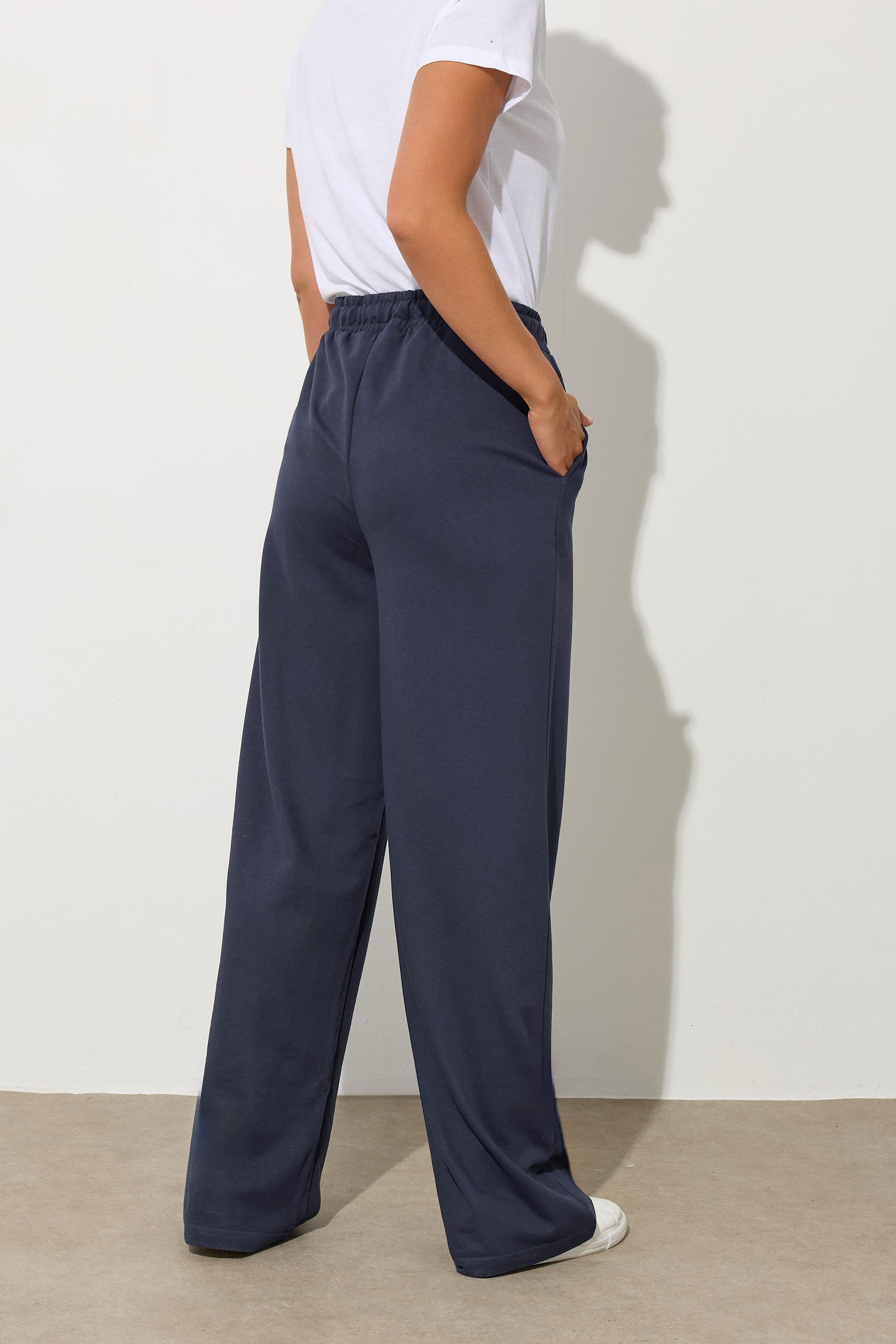 LTS Tall Navy Blue Seam Front Wide Leg Joggers | Long Tall Sally 2