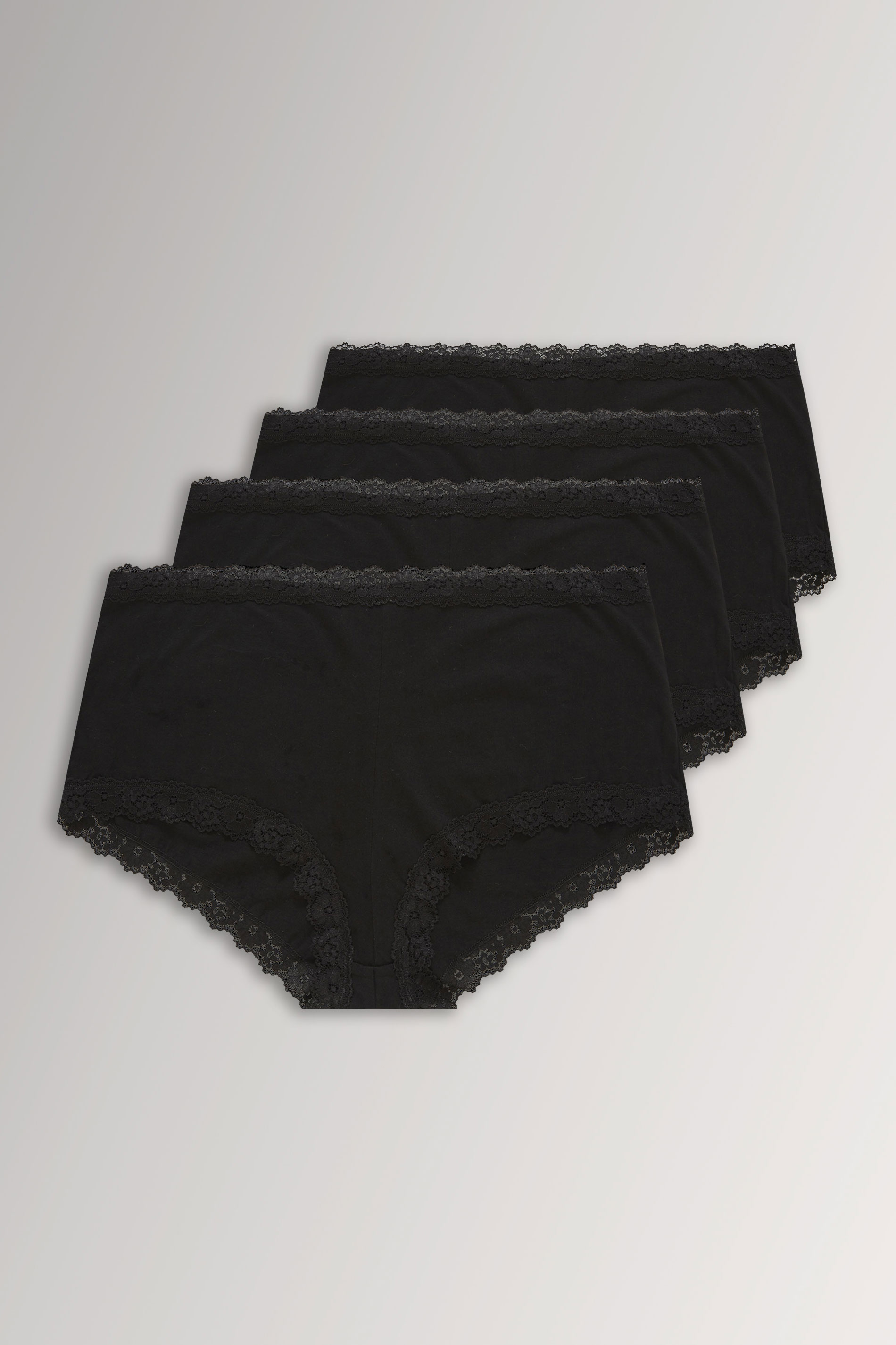 YOURSET 4 PACK Black Lace Trim High Waisted Shorts | Yours Clothing 3