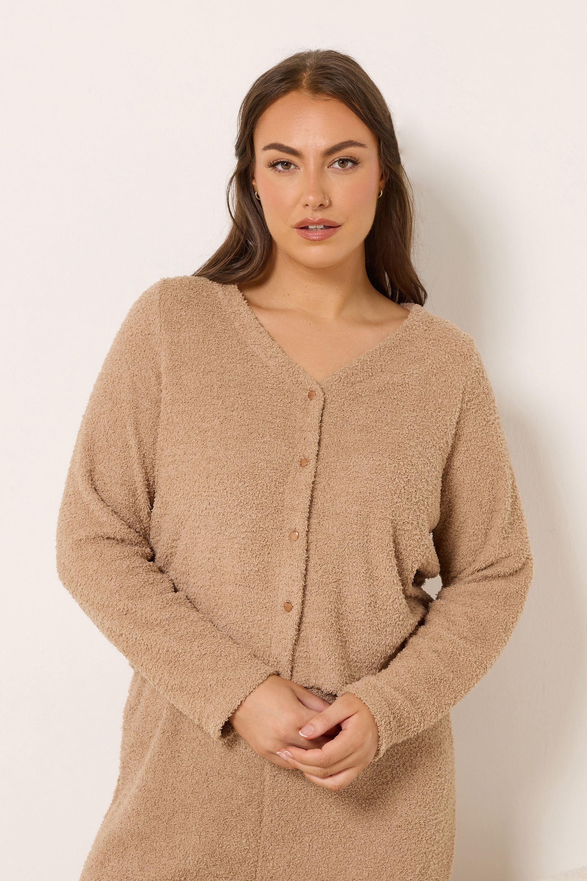YOURS Plus Size Camel Brown Chenille Cardigan | Yours Clothing 1