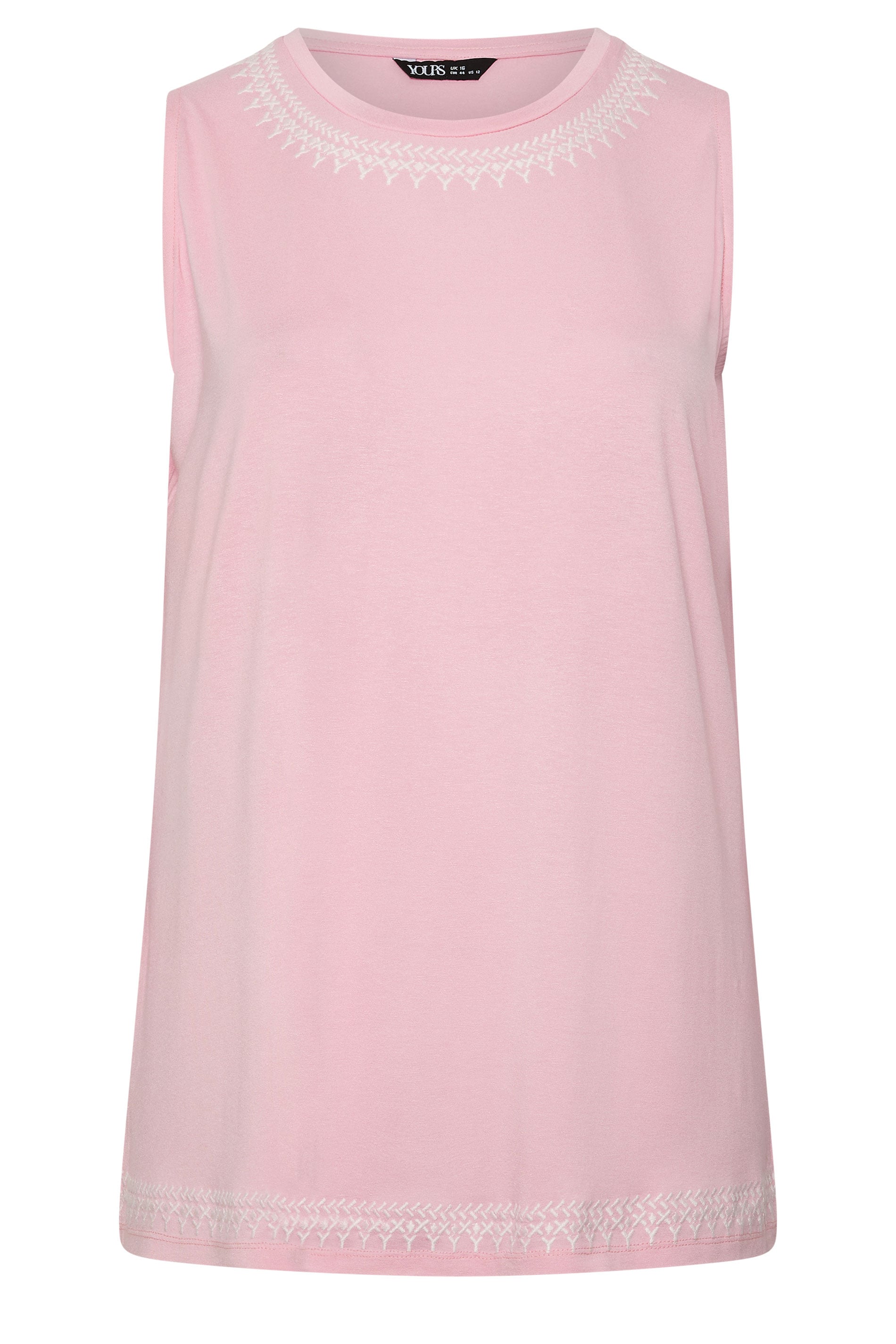 YOURS Plus Size Pink Embroidered Vest Top | Yours Clothing 5