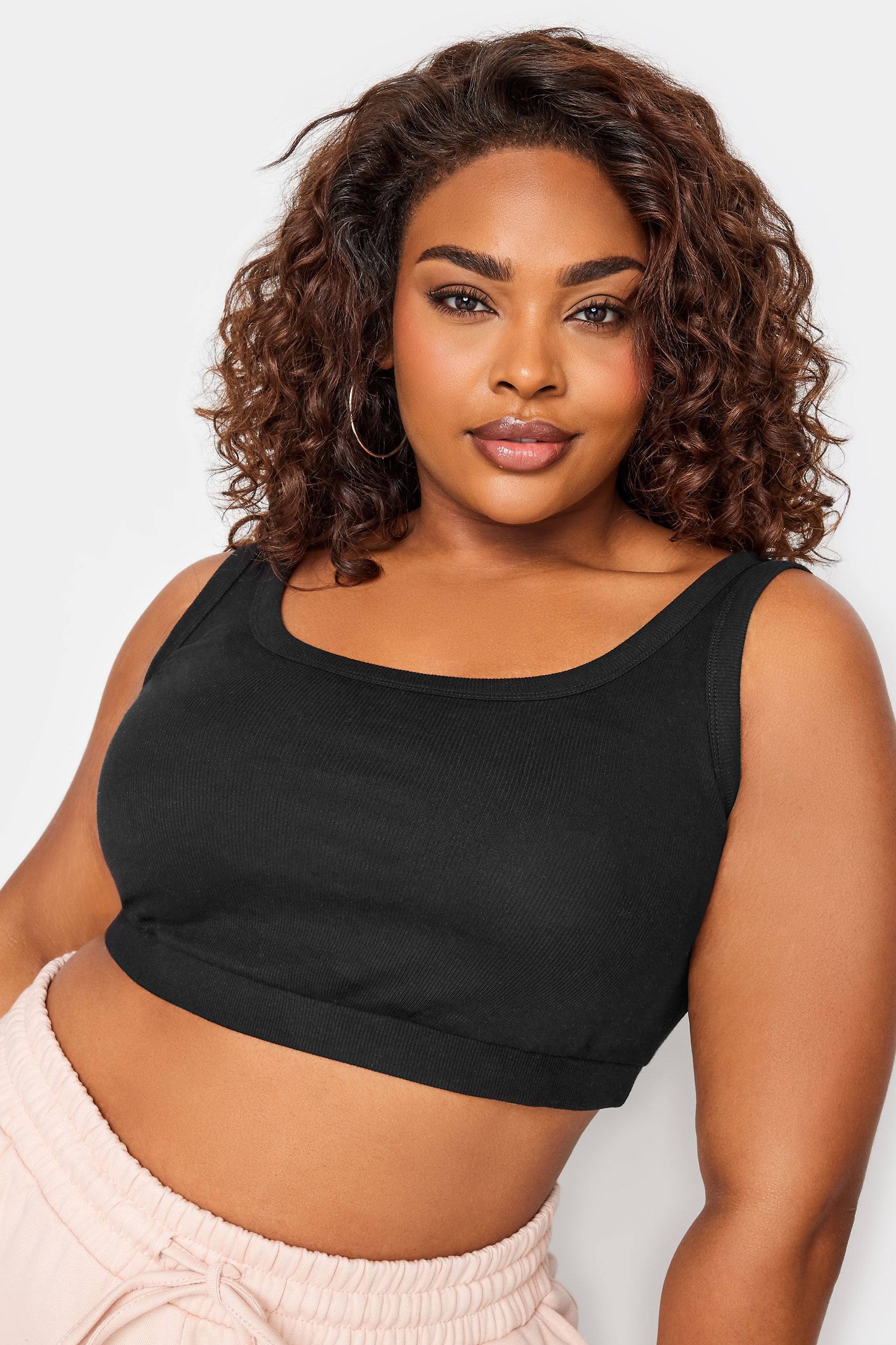 YOURSET Plus Size 2 PACK Black Ribbed Crop Tops | Yours Clothing 6