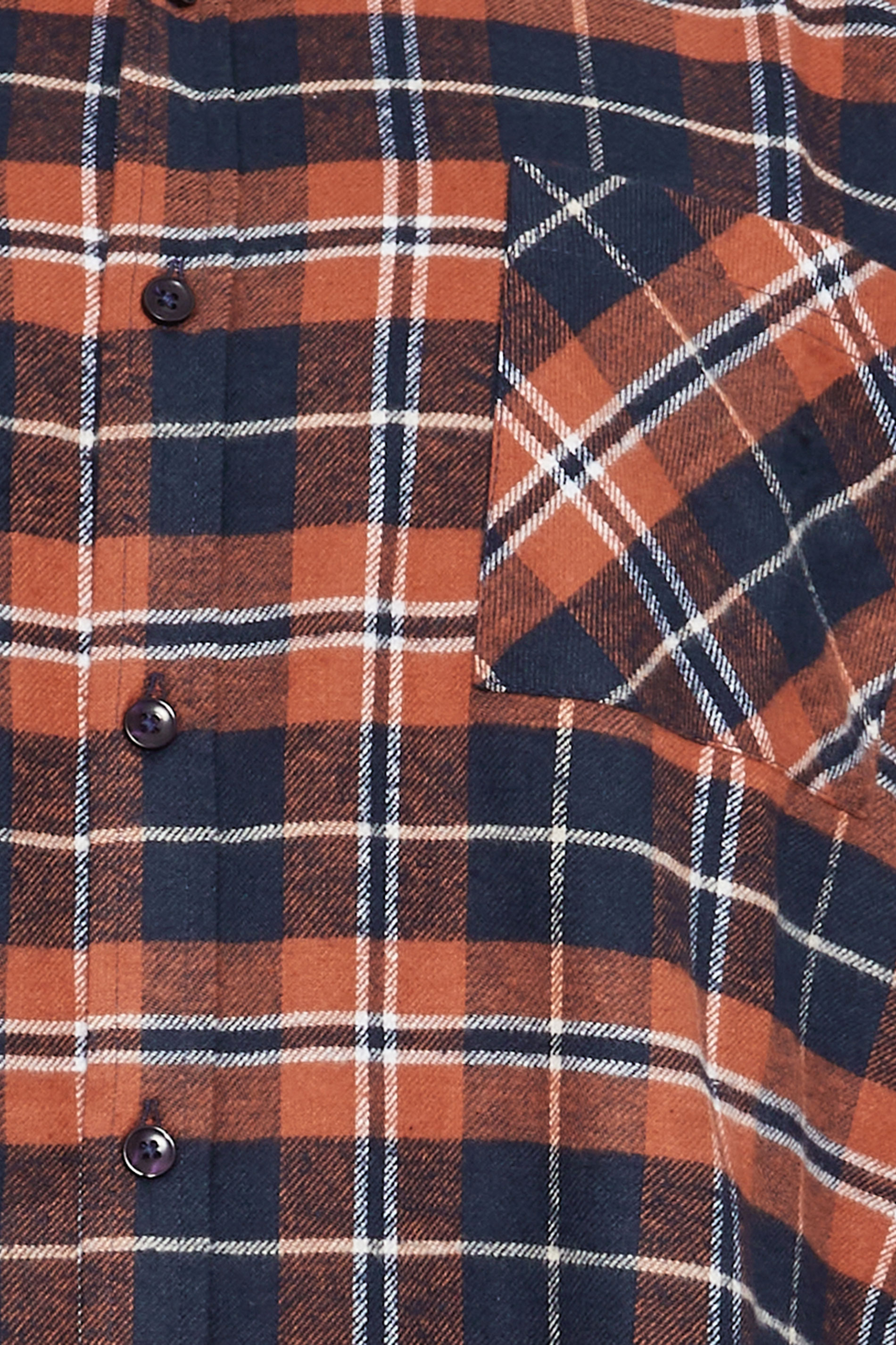 BadRhino Big & Tall Orange Check Print Long Sleeve Flannel Shirt | BadRhino 2