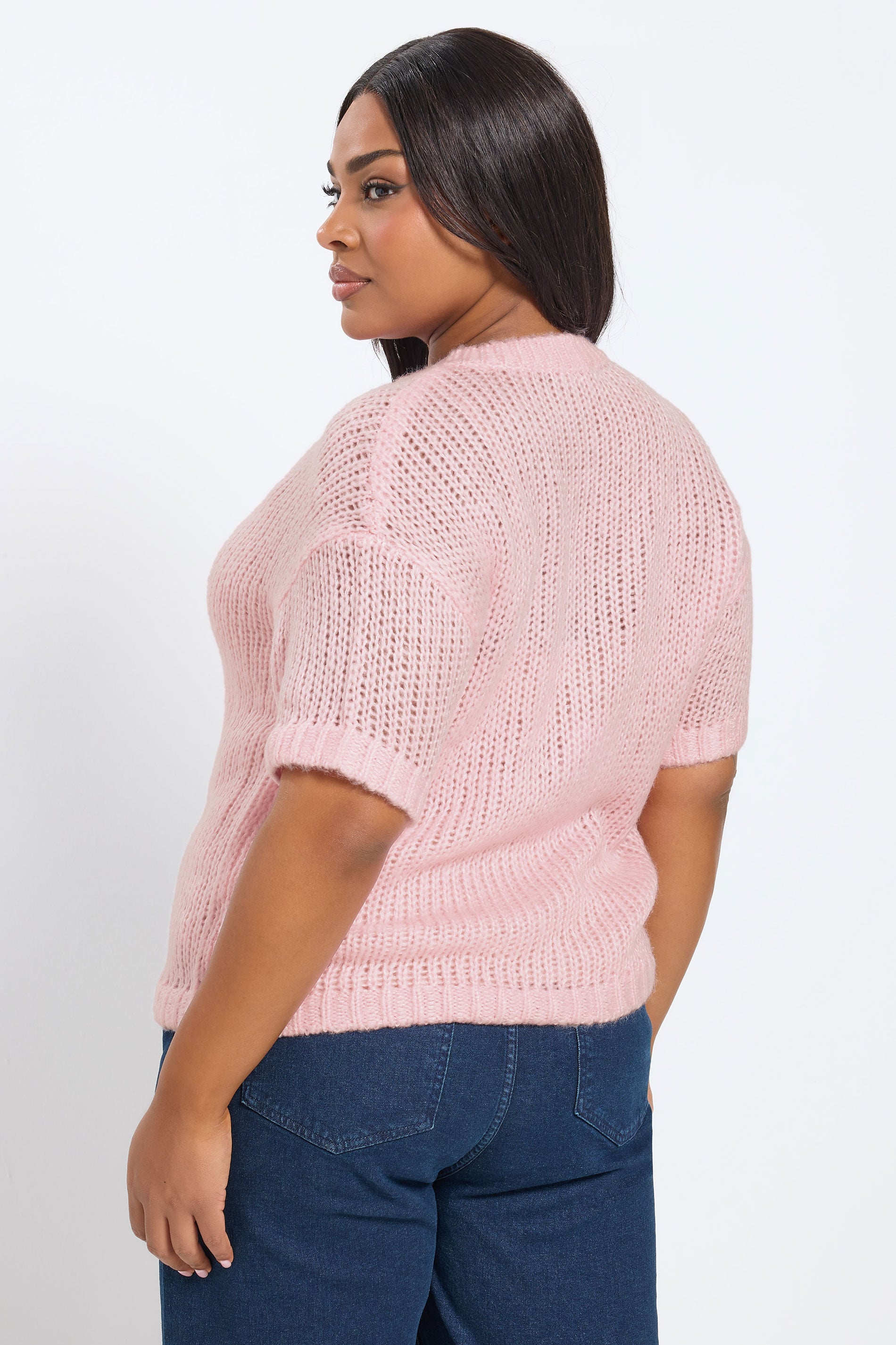 YOURS Plus Size Pink Short Sleeve Soft Touch Cardigan | Yours Clothing 2