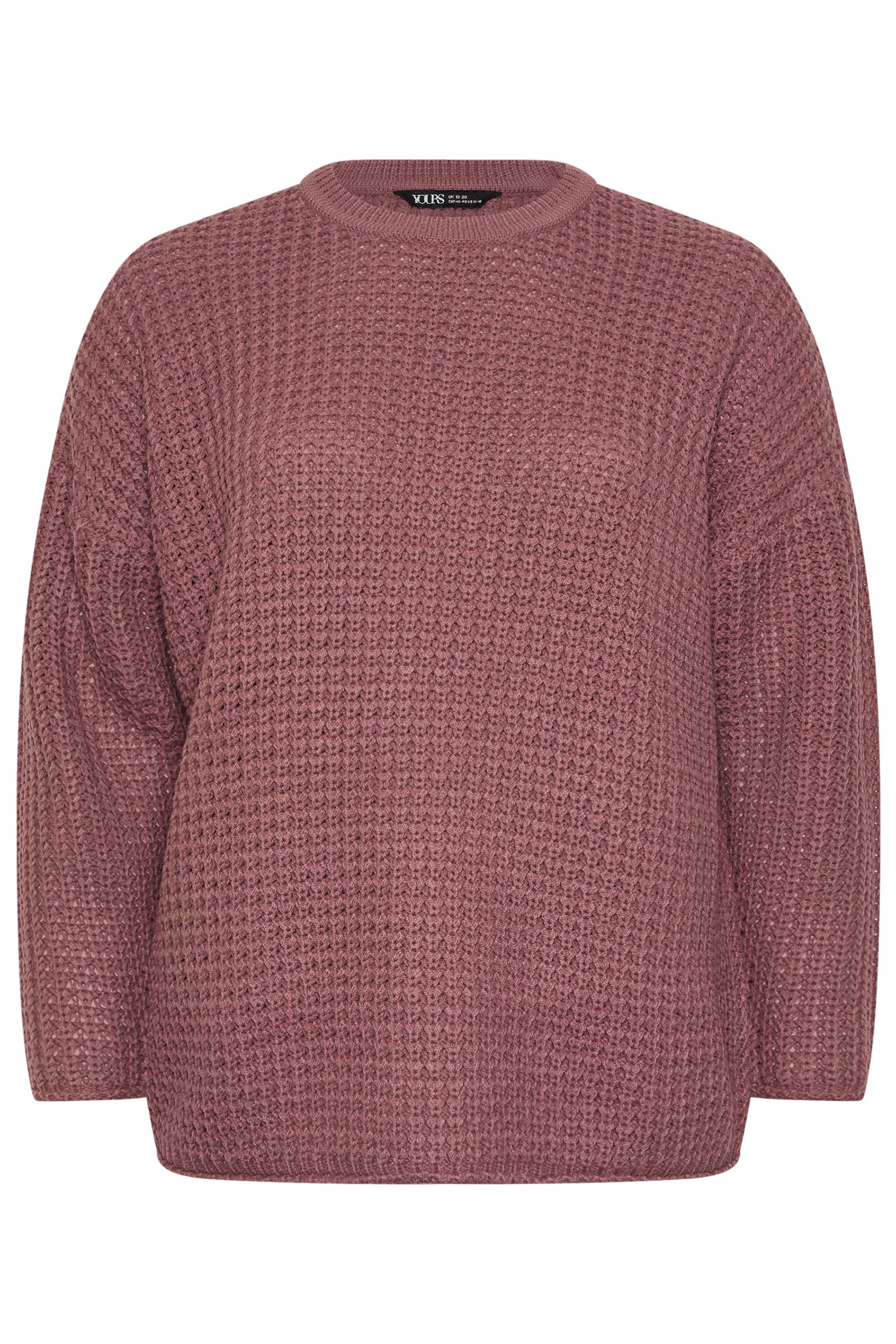 YOURS Plus Size Pink Waffle Knit Jumper | Yours Clothing 5