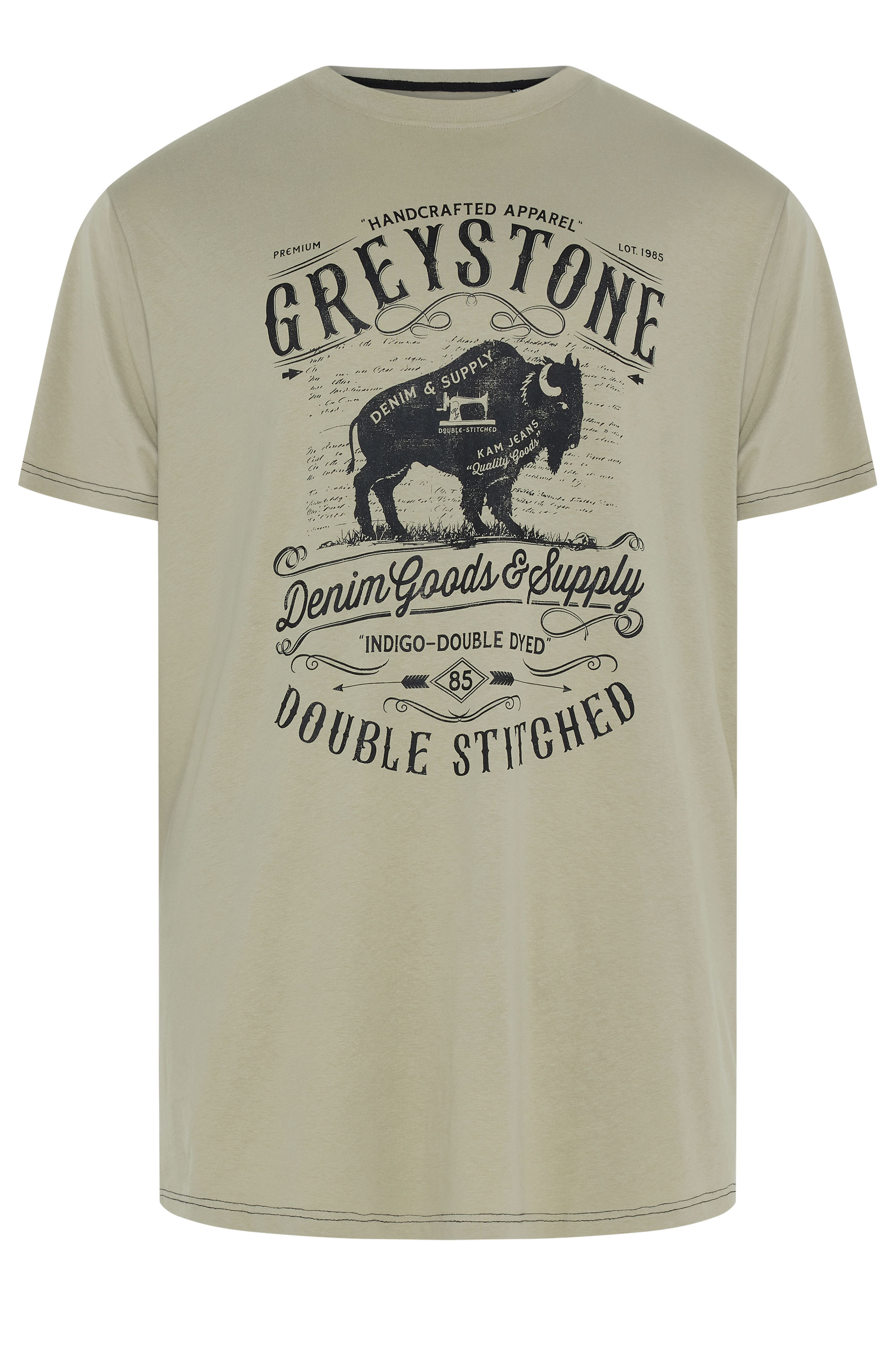 KAM Big & Tall Grey 'Greystone' Graphic Print T-Shirt | BadRhino 1