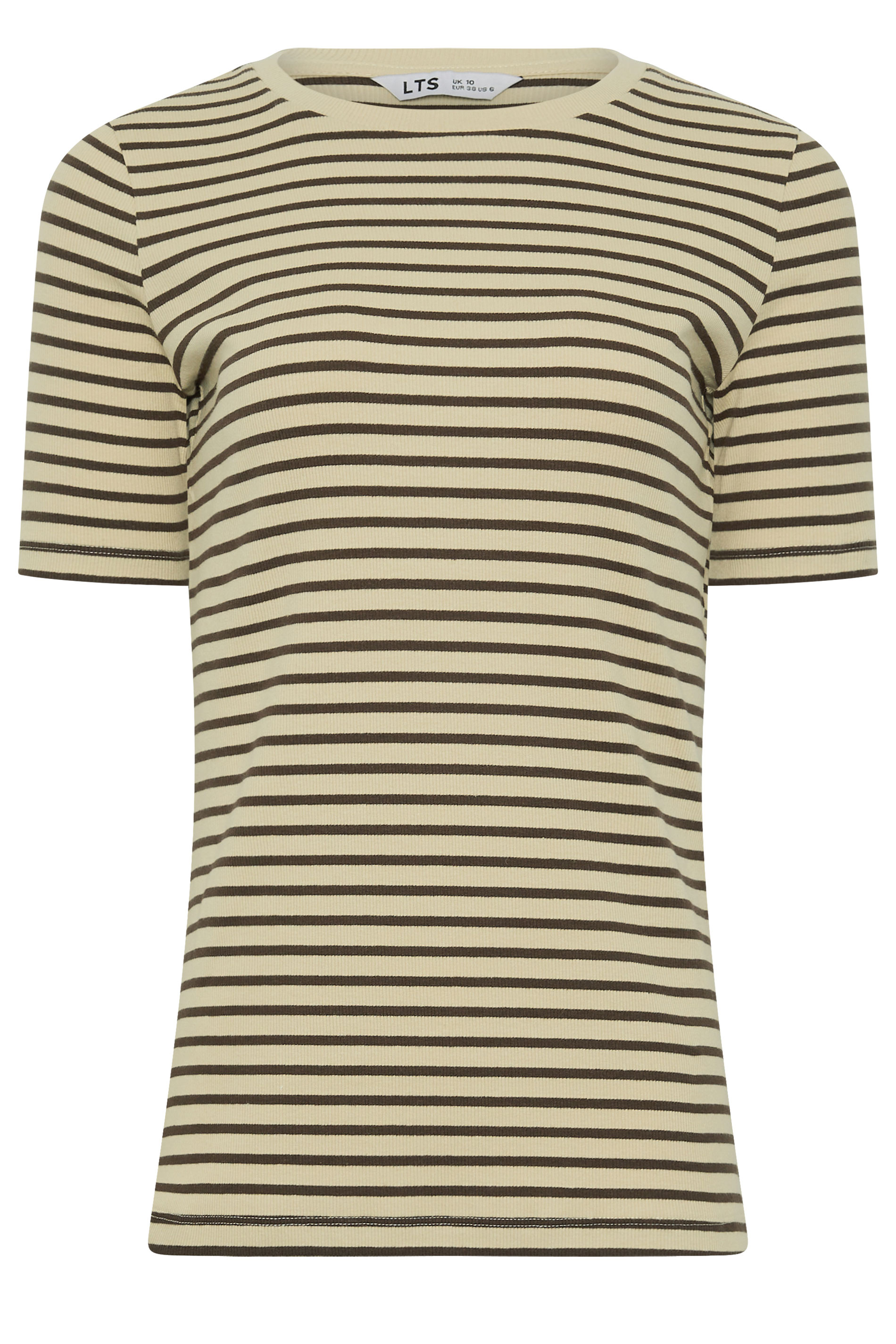LTS Tall Women's Chocolate Brown Stripe Cotton Ribbed T-Shirt | Long Tall Sally 5