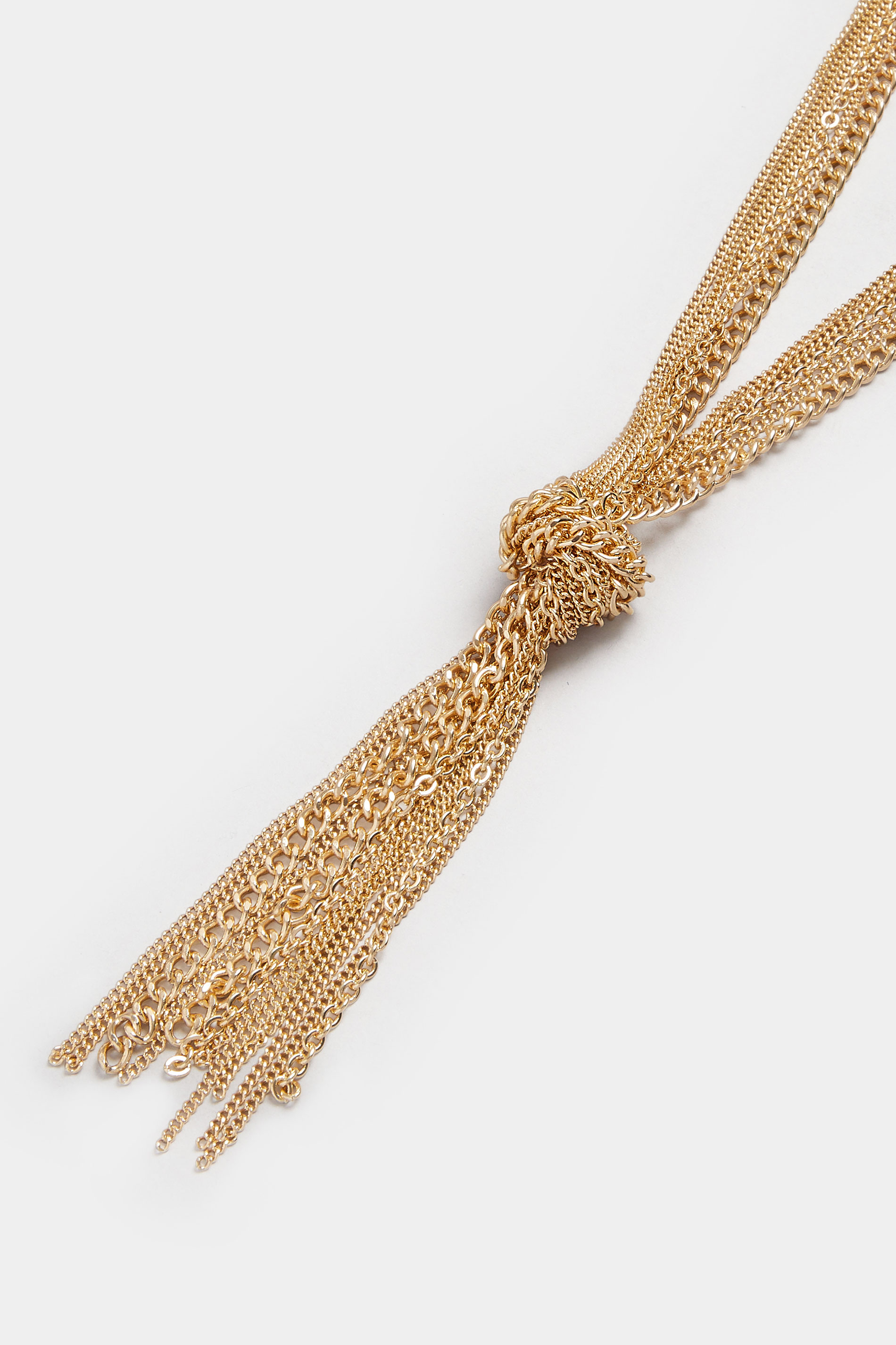 Gold Tone Long Chain Tassel Necklace | Yours Clothing 2