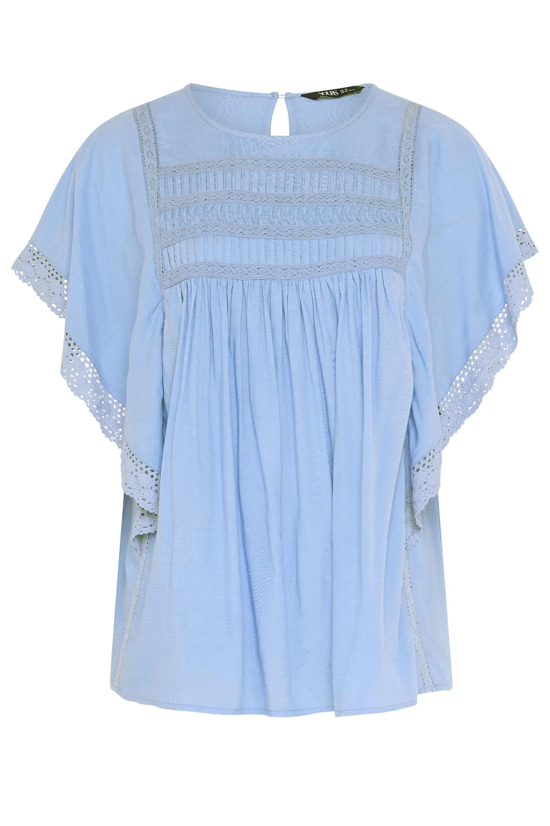 YOURS Plus Size Blue Crochet Drape Sleeve Blouse | Yours Clothing 5