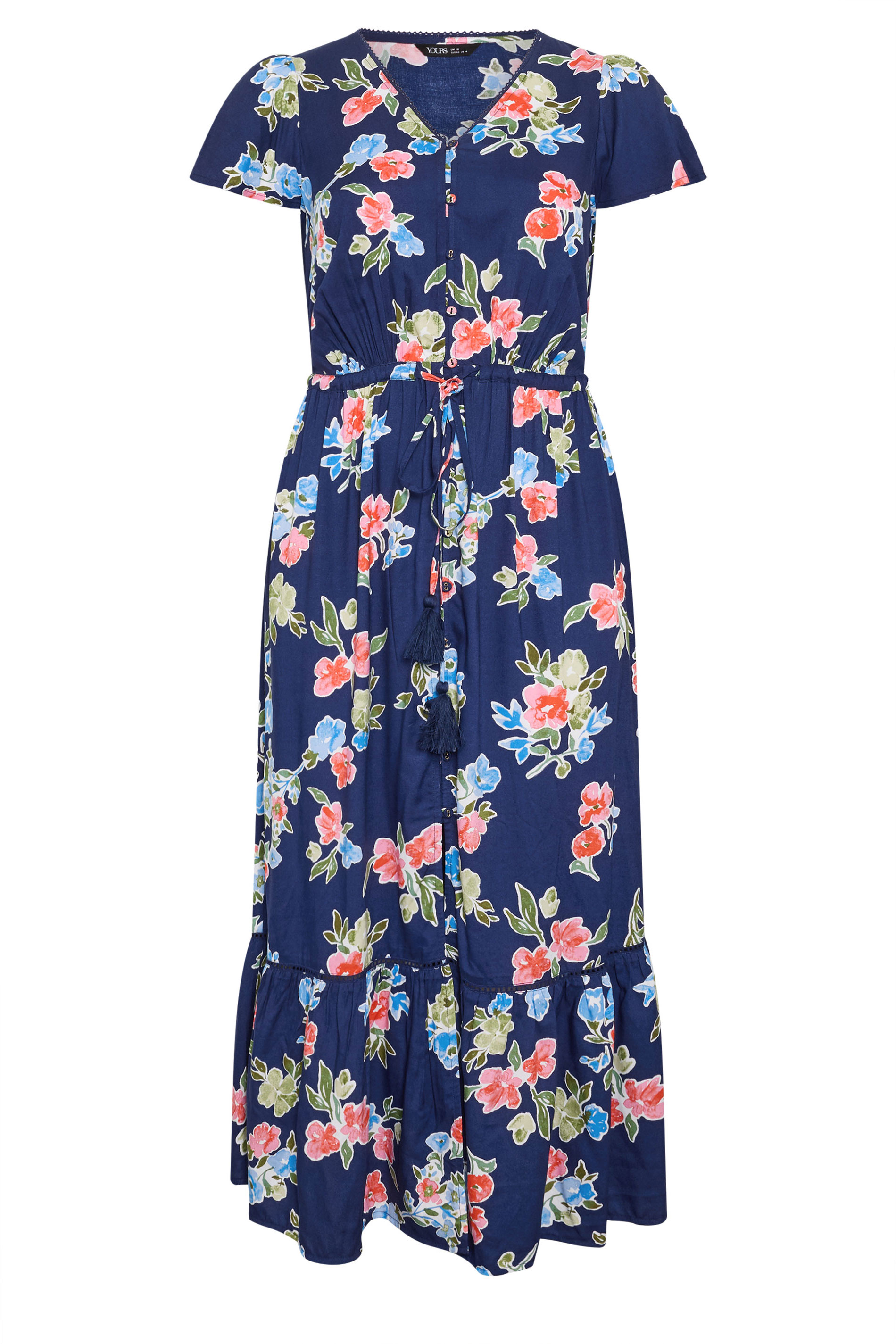 YOURS Plus Size Blue Floral Sleeve Dress | Yours Clothing 5