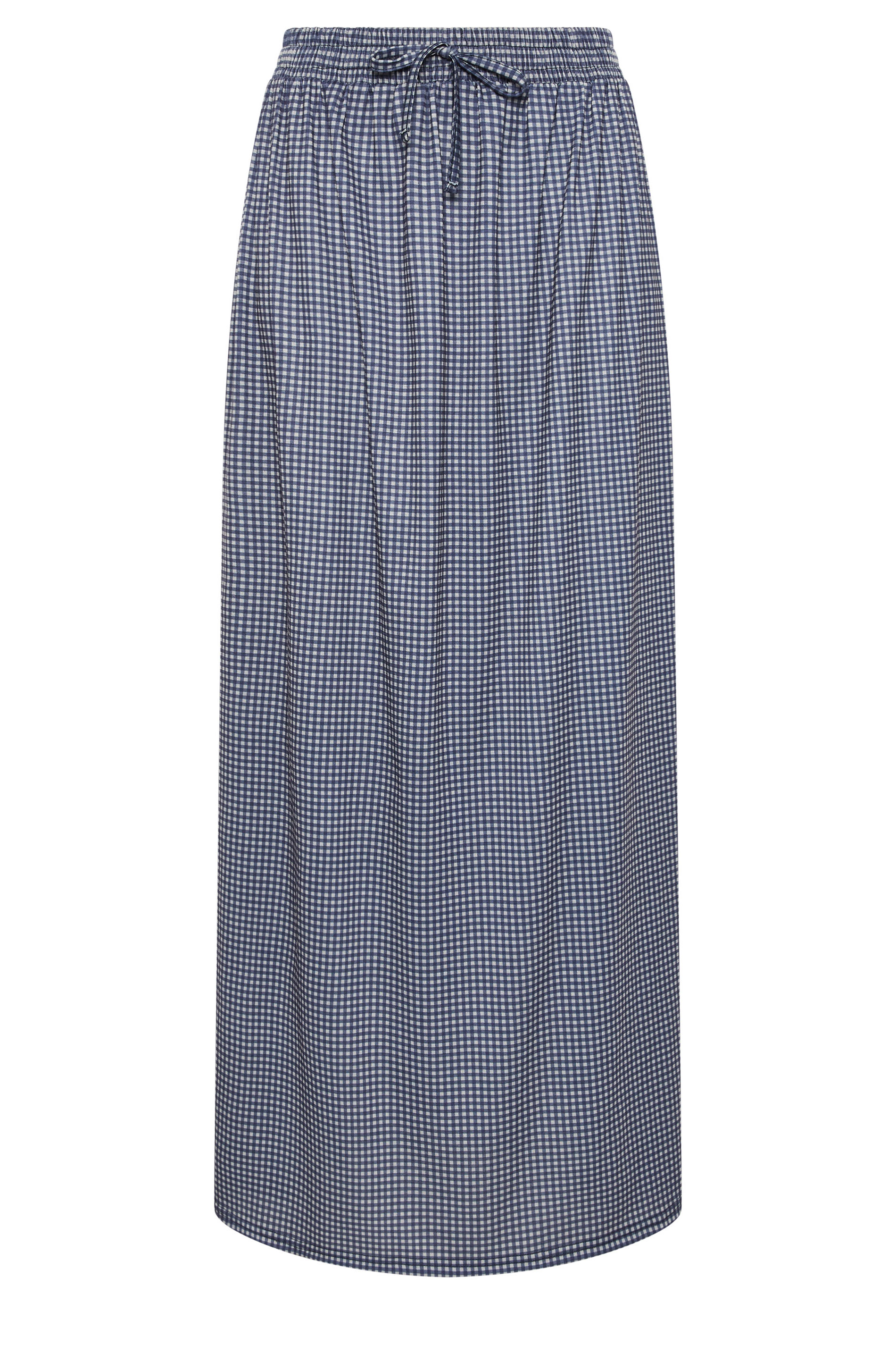 LTS Tall Women's Navy Blue Gingham Shirred Maxi Skirt | Long Tall Sally 5