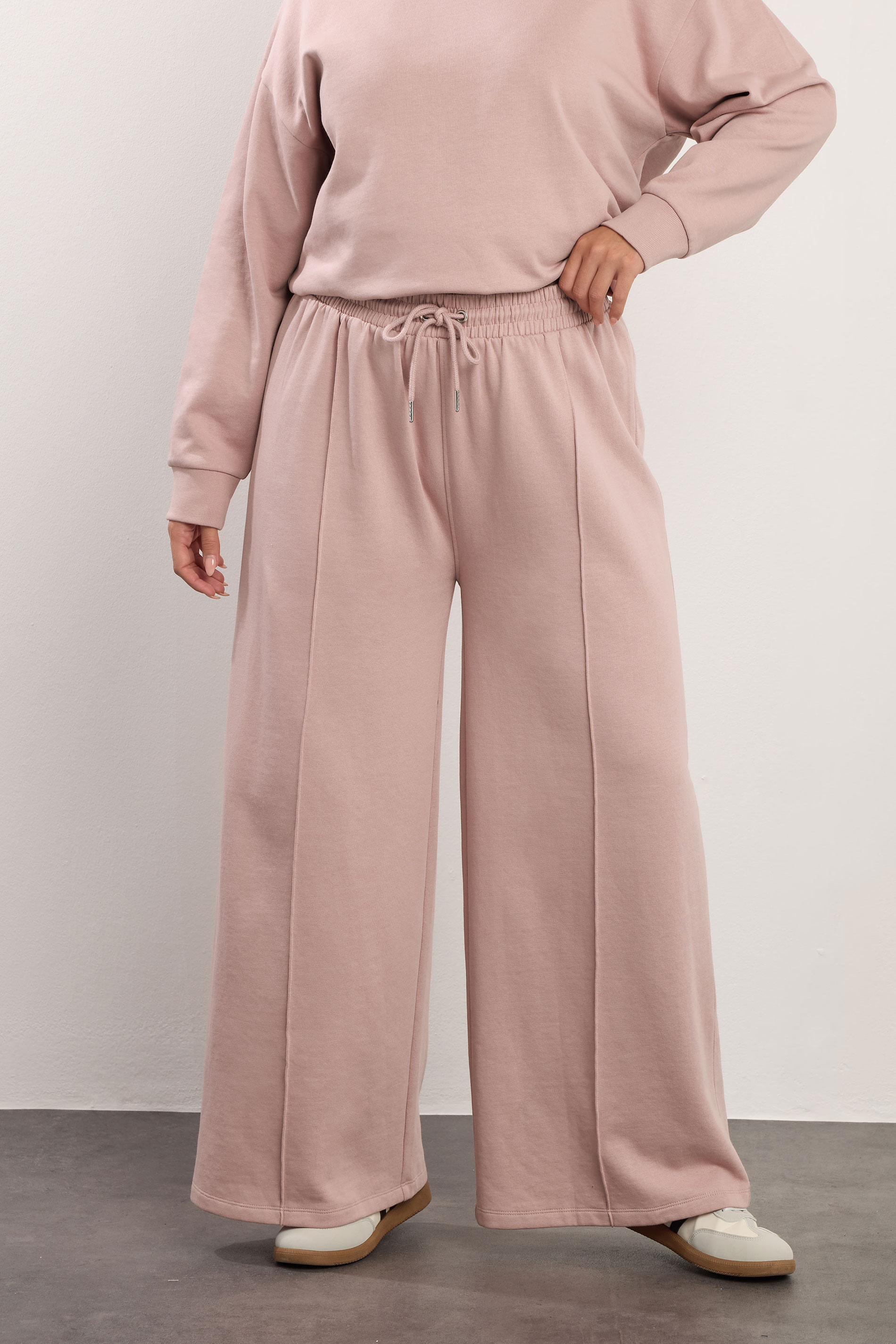 YOURS Plus Size Dusky Pink Wide Leg Joggers | Yours Clothing 3