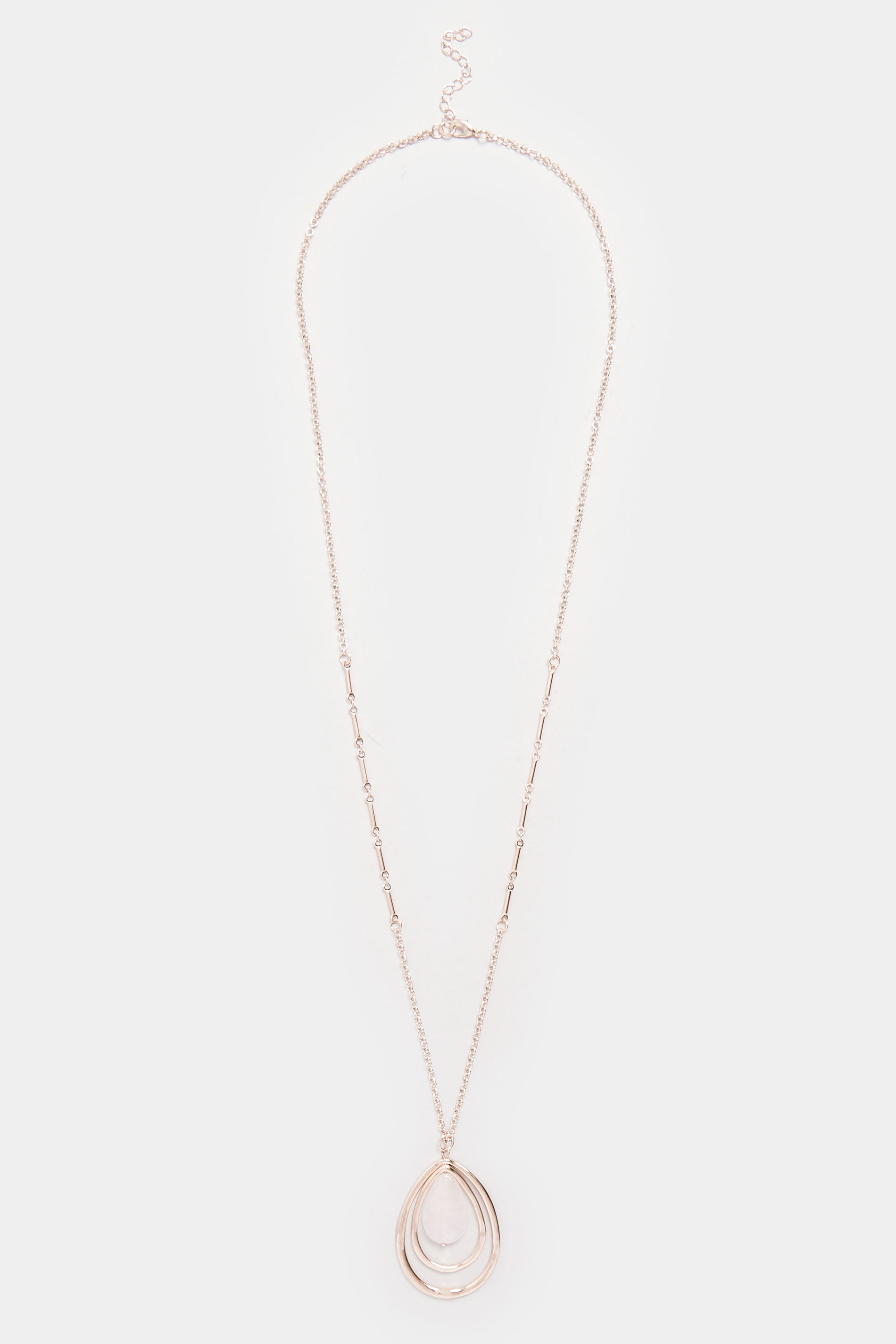 Rose Gold Tone Long Tear Drop Pendant Necklace | Yours Clothing 2