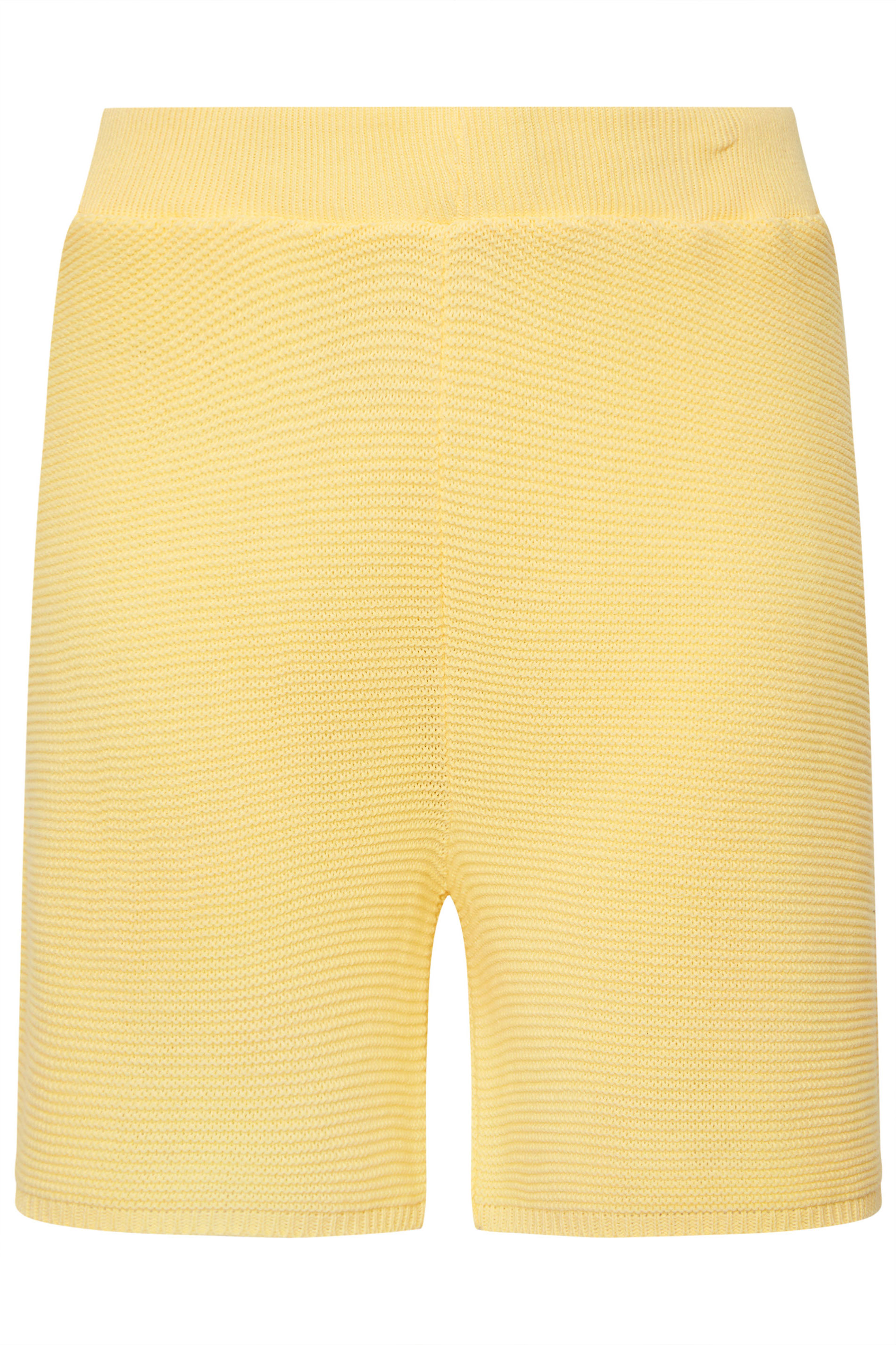 LIMITED COLLECTION Plus Size Butter Yellow Knitted Shorts | Yours Clothing 2