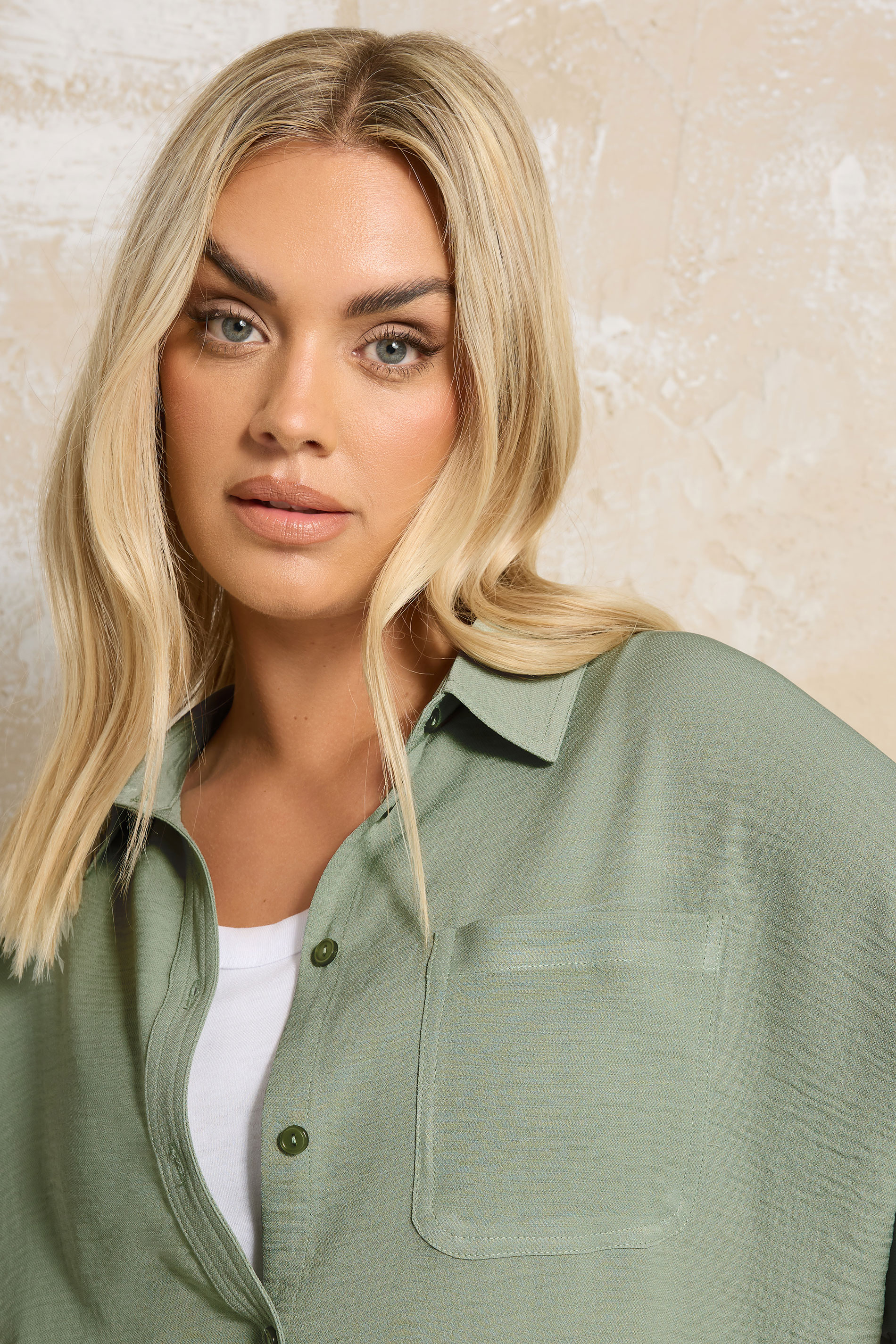 YOURS Plus Size Green Button Through Oversized Shirt | Yours Clothing 4